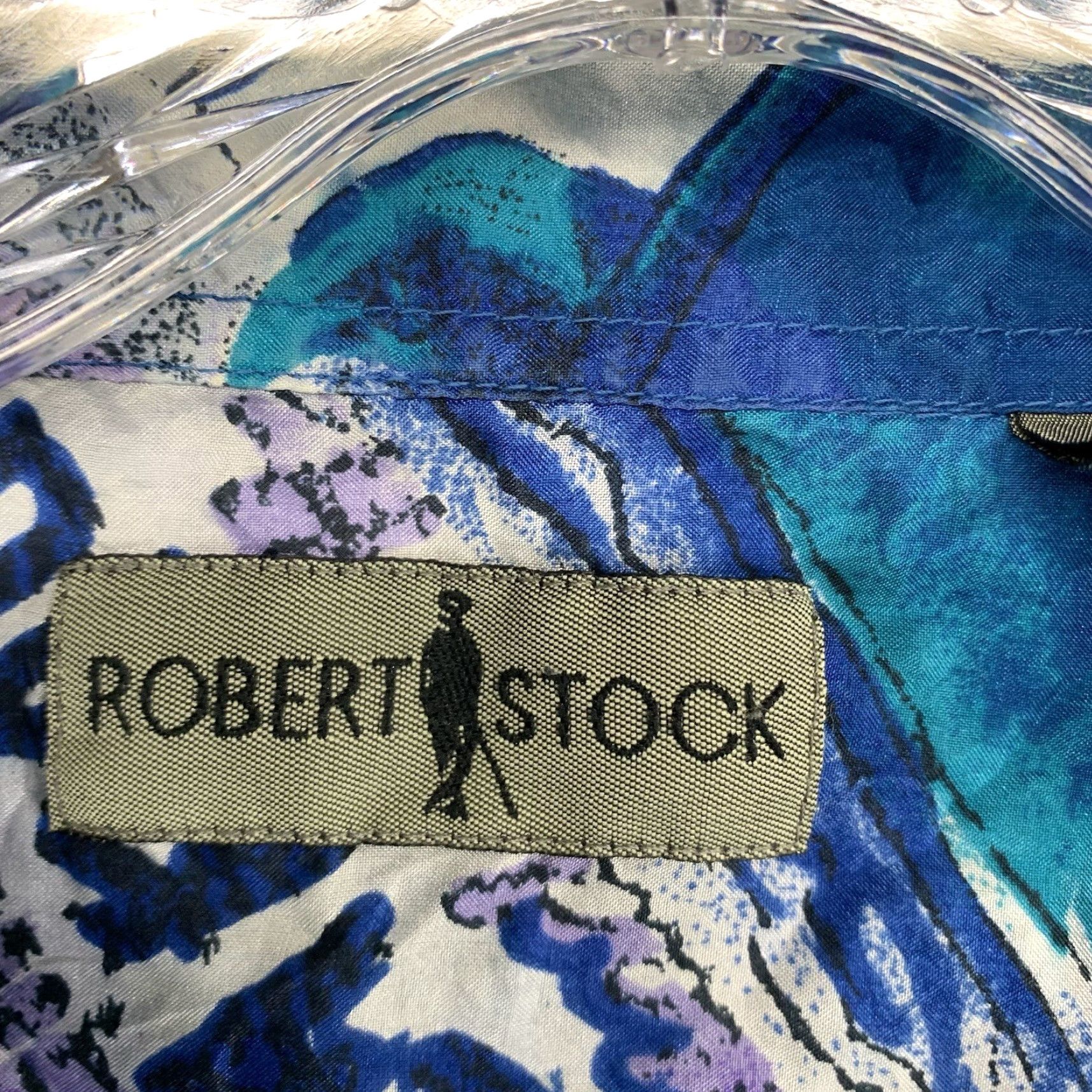 Vintage VINTAGE Robert Stock Silk Hawaiian Geometric Button-Up Shirt XL Blue 80s 90s Mens Size US XL / EU 56 / 4 - 5 Thumbnail