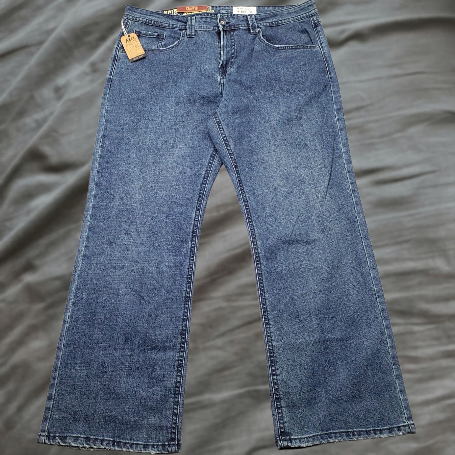 Denime Axel Jeans Mens 40x32 Bootcut Denim Stretch Slim 5-Pocket Blue Medium Wash Casual Ready-to-Wear Mens Size US 40 / EU 56 - 1 Thumbnail