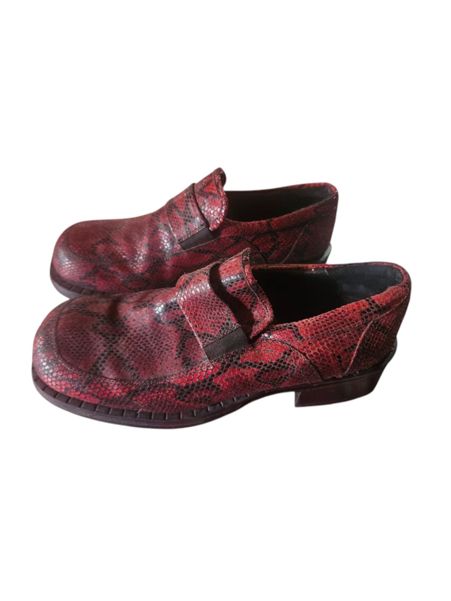 Diesel Diesel Red Snakeskin-Embossed Leather Loafers, Early 2000s Size US 9 / EU 42 - 7 Thumbnail
