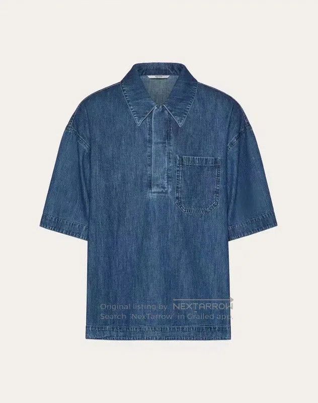 Valentino Men's Blue Cotton Short Sleeve Top .