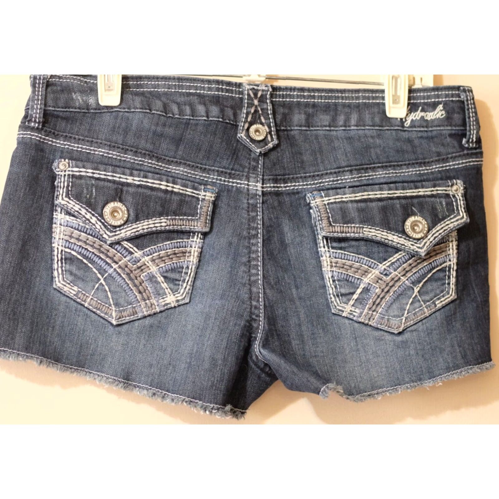 Denime Hydraulic Jeans Cut Off Denim Thick Stitch Embroidered Shorts Size 13/14 Blue Womens Size 24" / US 00 / IT 34 - 5 Thumbnail