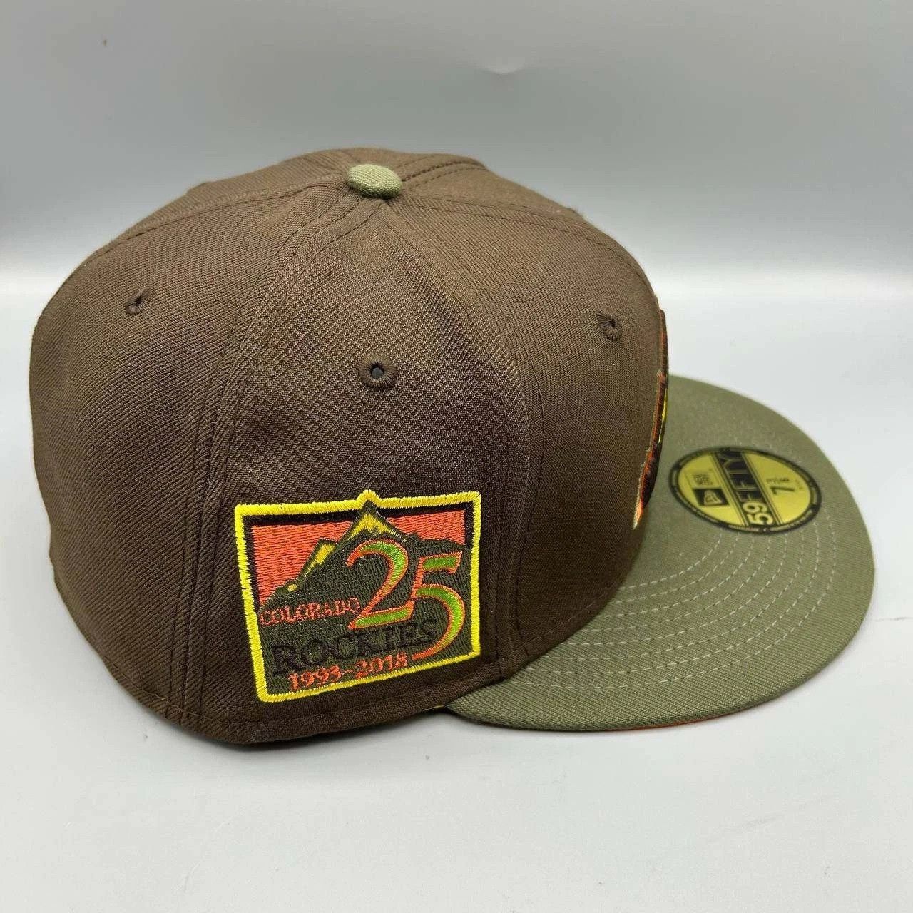New Era Colorado Rockies Hat Men 7 3/8 Brown Green MLB Fitted Cap Size ONE SIZE - 3 Thumbnail