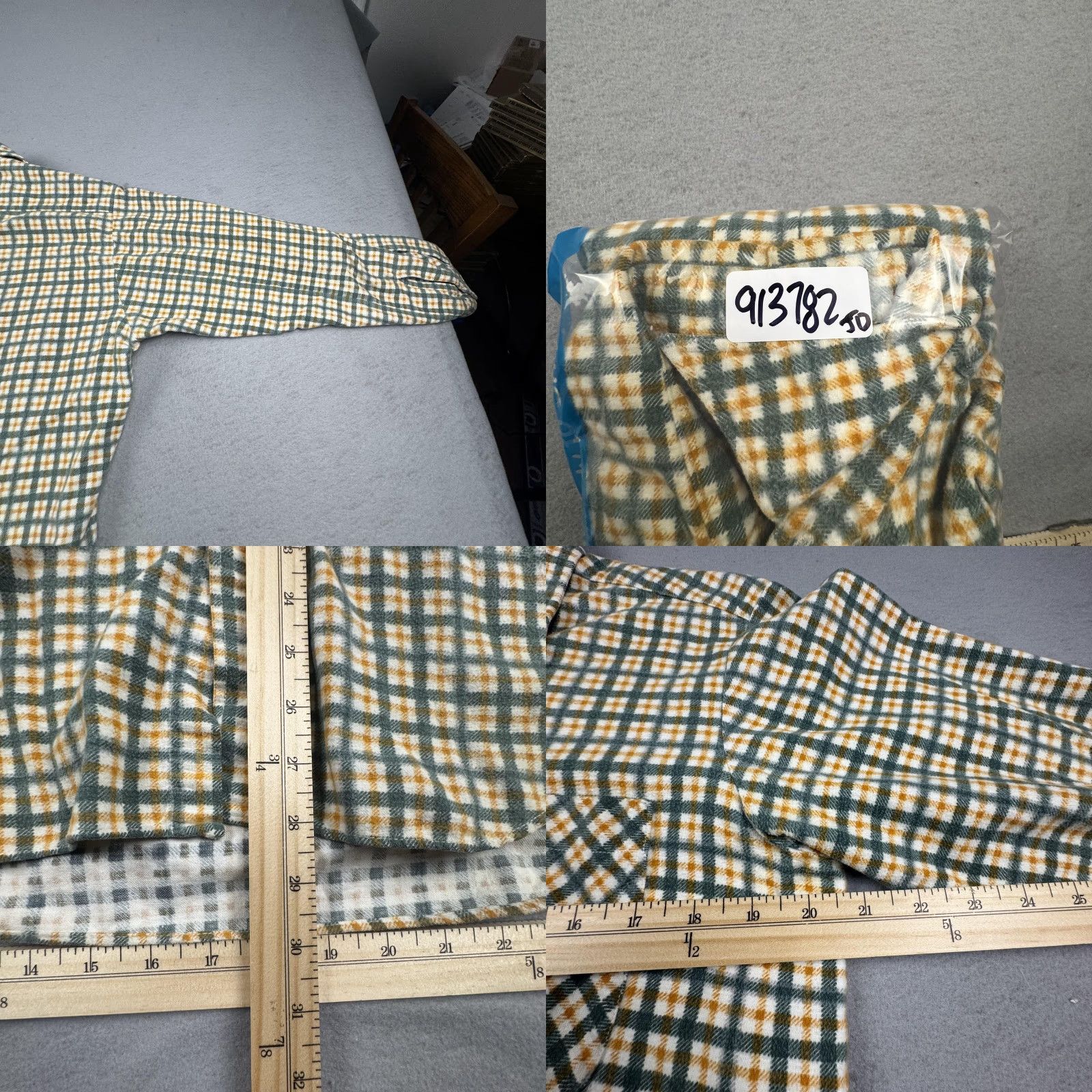 JCPenney VINTAGE JCPenney Fir Flannel Shirt Mens Green White Plaid Long Sleeve Button Up Size US M / EU 48-50 / 2 - 10 Thumbnail