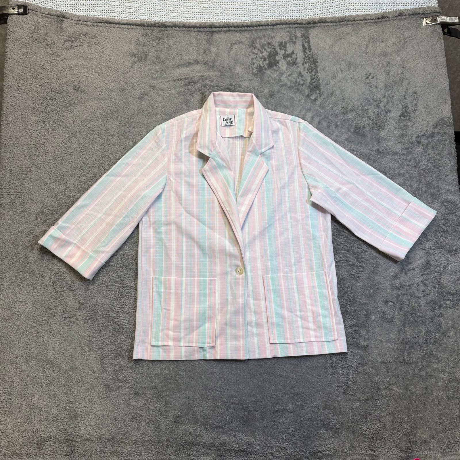 Other Vintage Cricket Lane Pastel Striped Blazer Coat Size US L / EU 52-54 / 3 - 1 Thumbnail