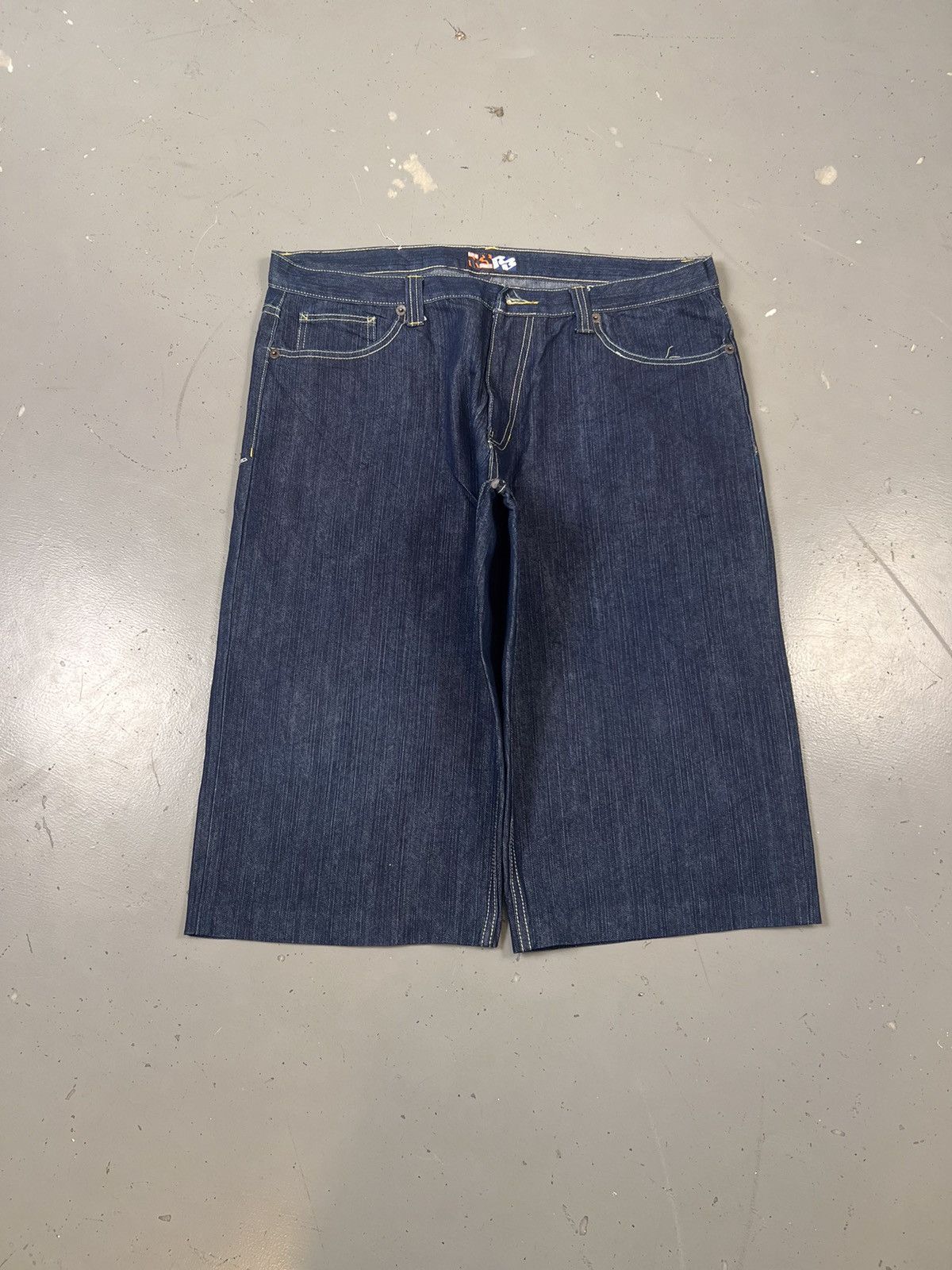 Vintage Vintage raw blue crazy embroidered denim jort Size US 34 / EU 50 - 2 Thumbnail