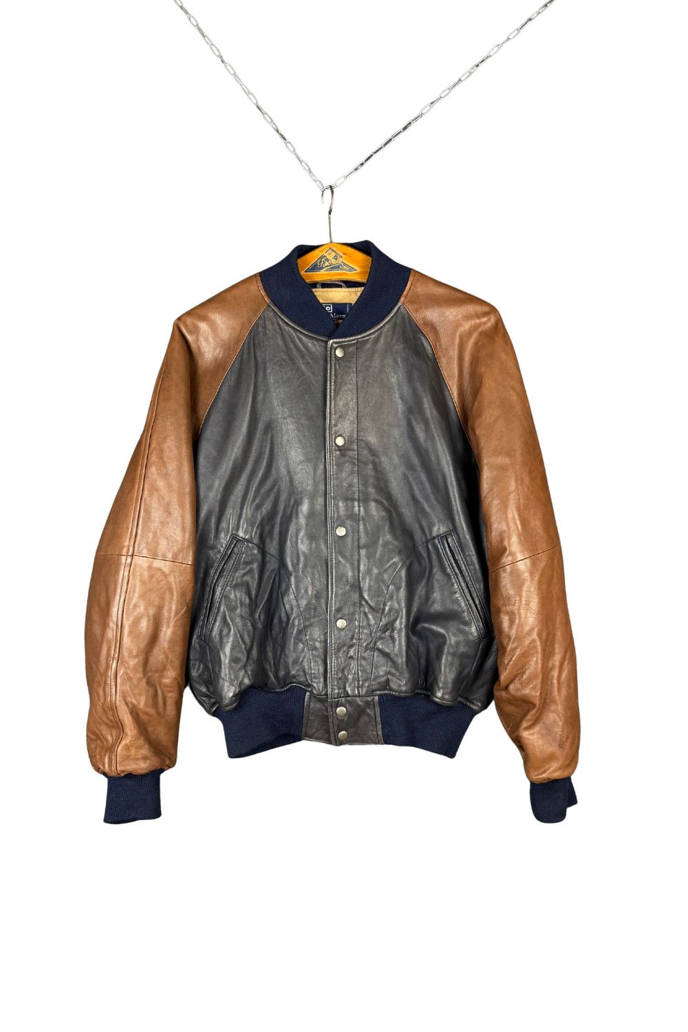 Polo Ralph Lauren PRL 90s Full-Leather Varsity (Black/Tan) Hong Kong Made Size US M / EU 48-50 / 2 - 1 Thumbnail