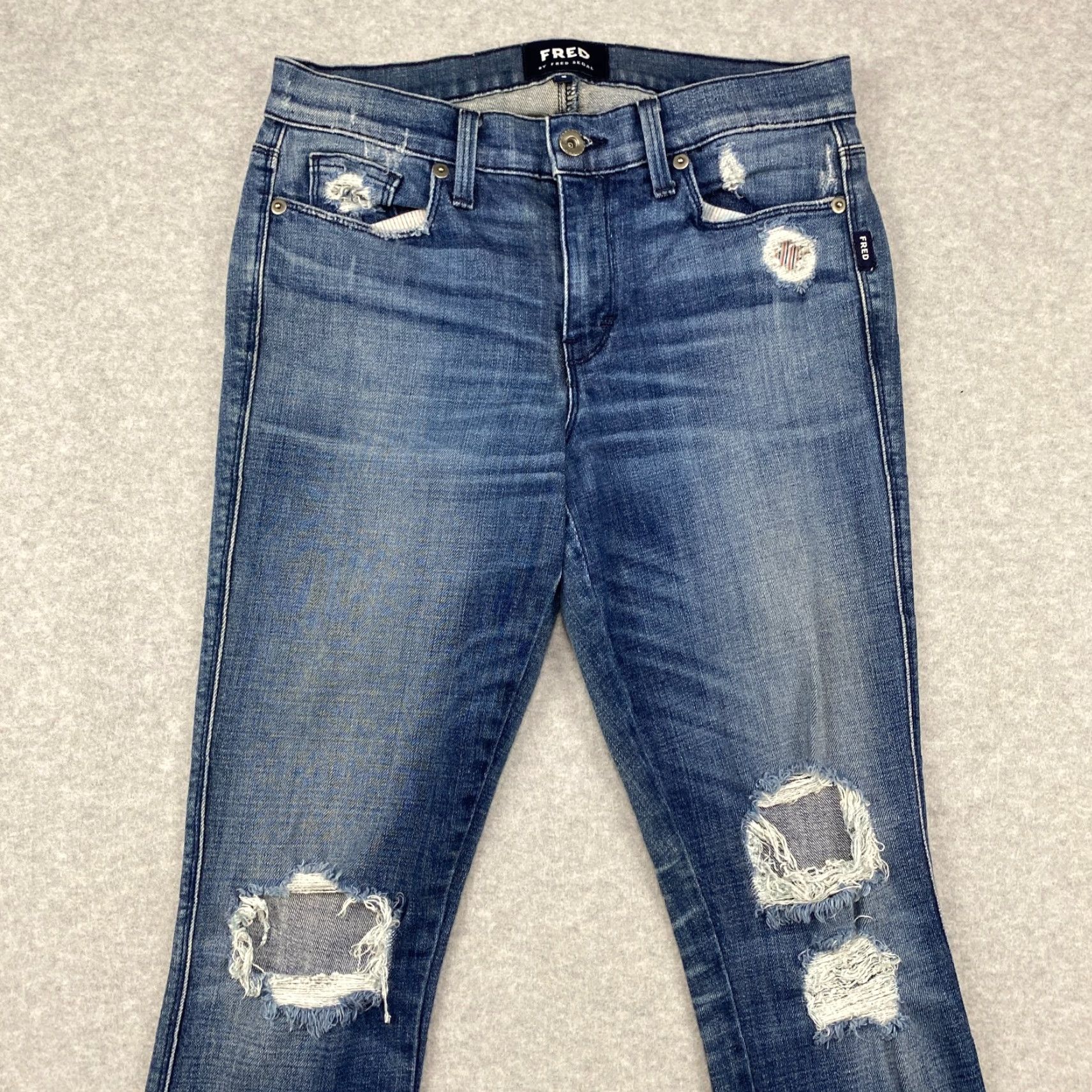 Fred Segal Fred Segal Jeans Womens Blue Skinny Distressed Ripped Denim USA Made 28 Size 28" / US 6 / IT 42 - 2 Thumbnail