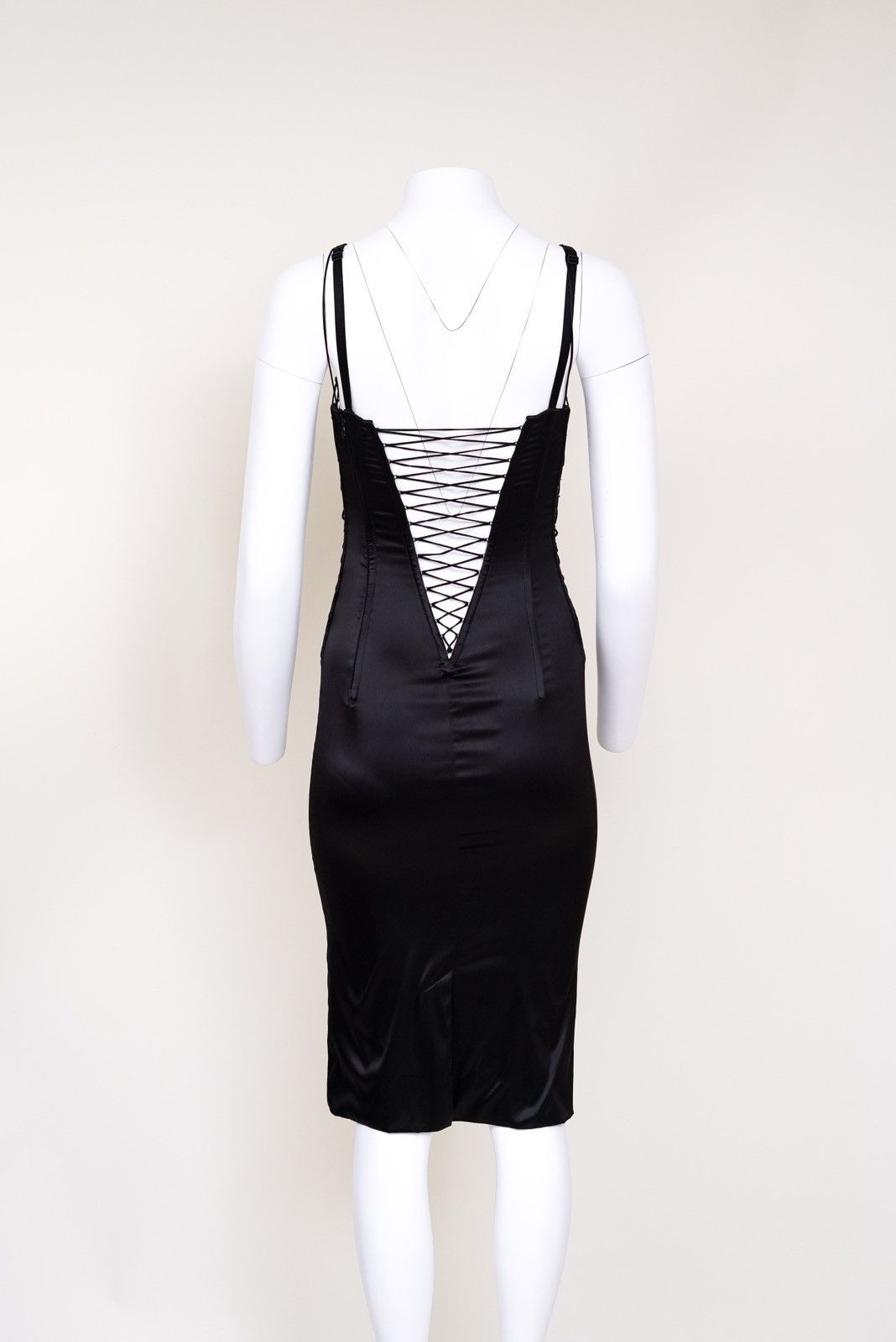 Dolce & Gabbana Dolce & Gabbana F/W Black Plunging Corset Lace Up Mini Dress Size M / US 6-8 / IT 42-44 - 6 Thumbnail