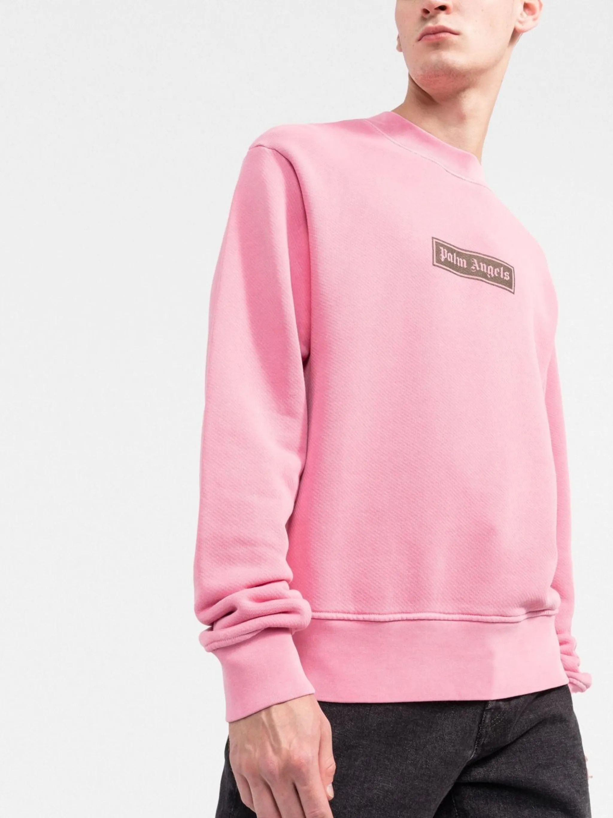 Palm Angels o1gr1nt0425 GD Box Logo Crewneck Sweatshirt in Pink Size US M / EU 48-50 / 2 - 3 Thumbnail