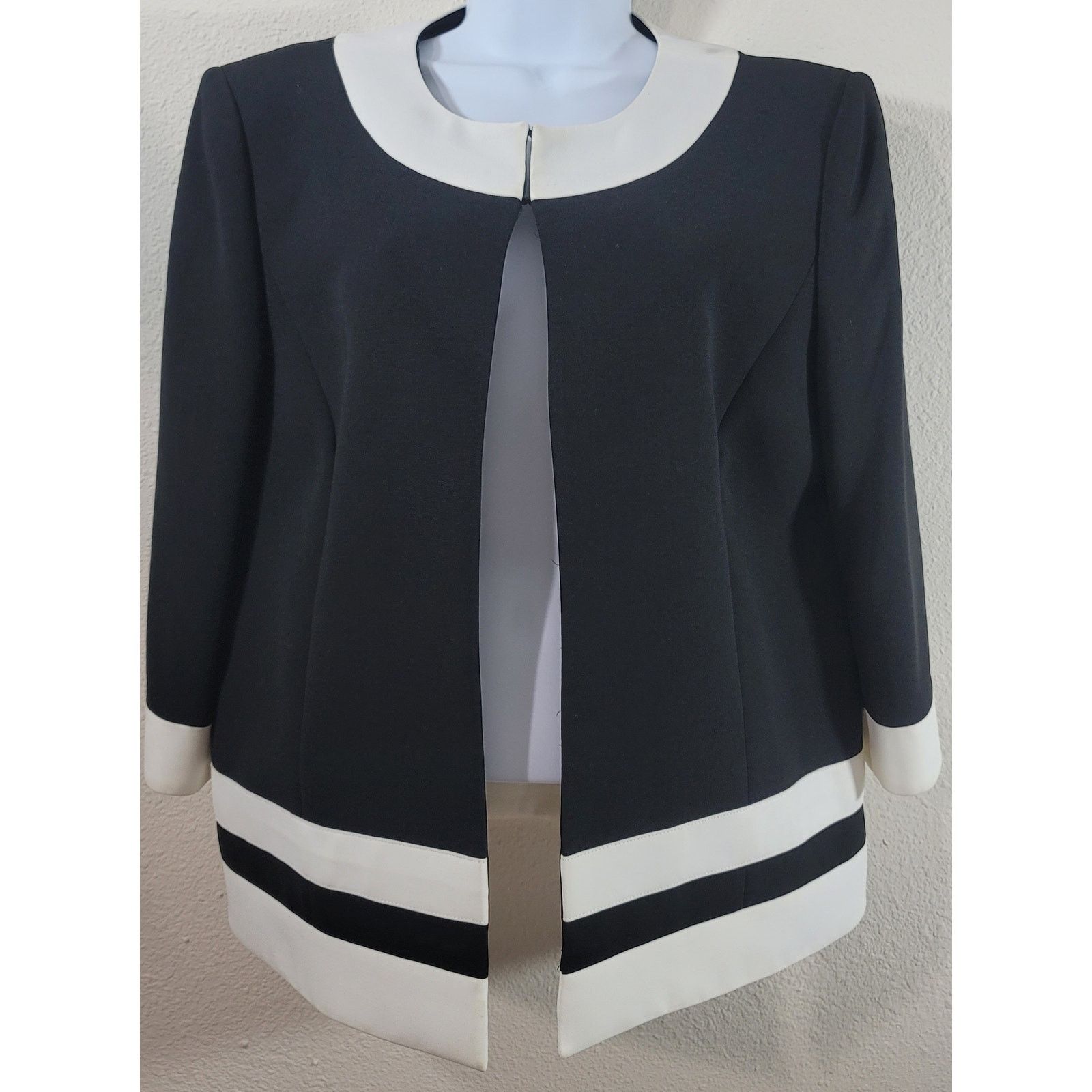 Preston & York Preston & York Black White Lined Women's Blazer 12 Size XL / US 12-14 / IT 48-50 - 1 Thumbnail
