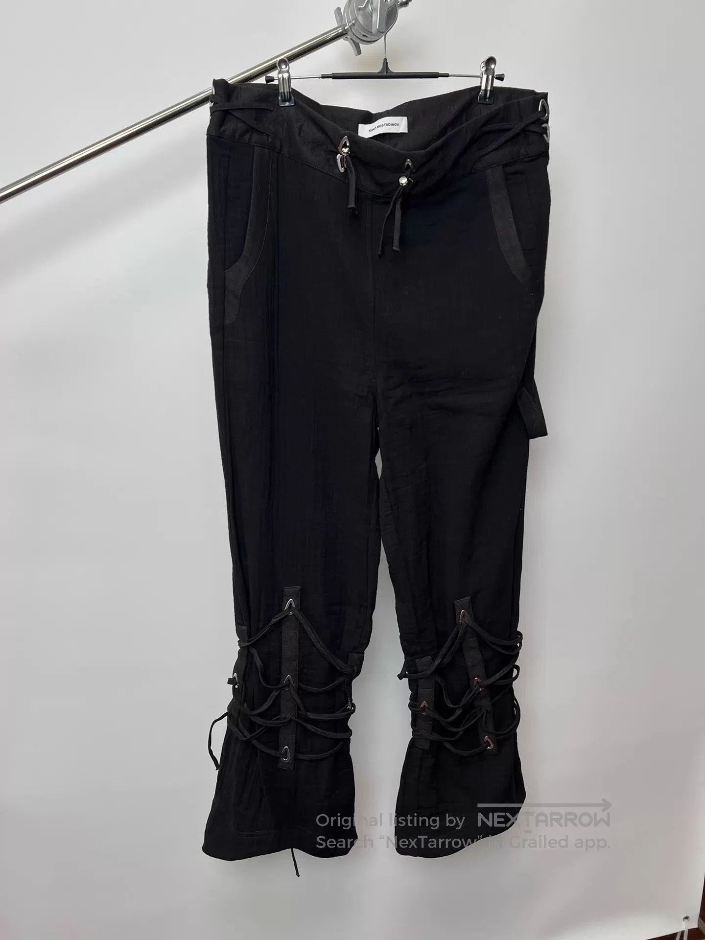 Kiko Kostadinov Black High-Waist Lace-Up Detail Casual Pants. Size US 32 / EU 48 - 2 Thumbnail