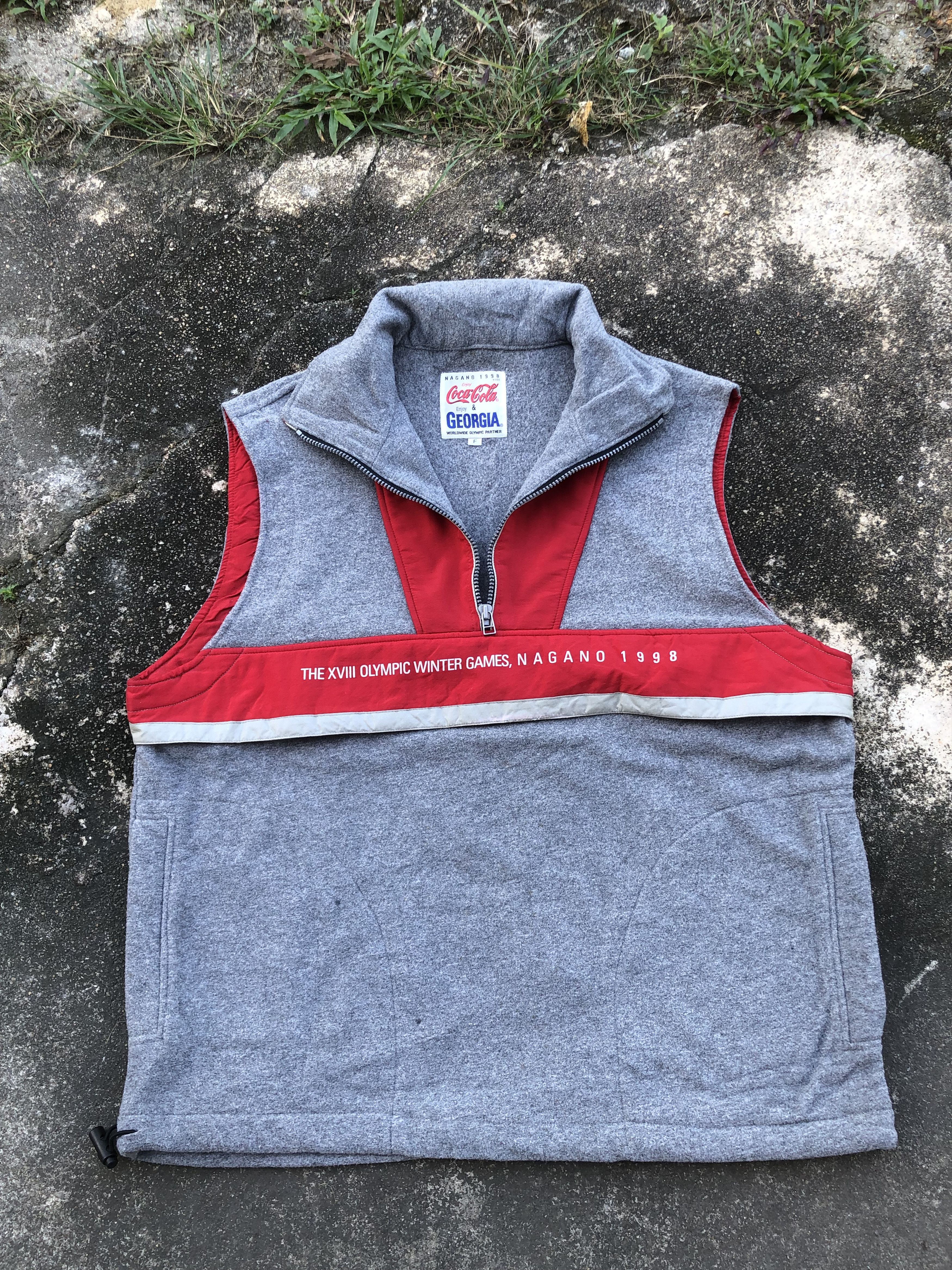 Japanese Brand Vtg Olympic Nagano 98 X Coca Cola Georgia Halfzipper Vest Size US XL / EU 56 / 4 - 1 Thumbnail