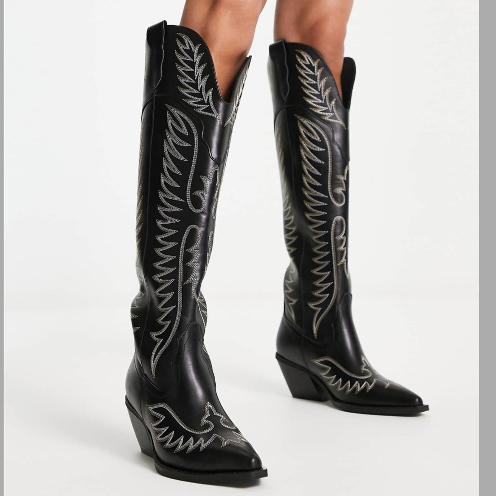 Asos ASOS DESIGN / Chester contrast stitch western knee boot Size US 6 / IT 36 - 1 Thumbnail