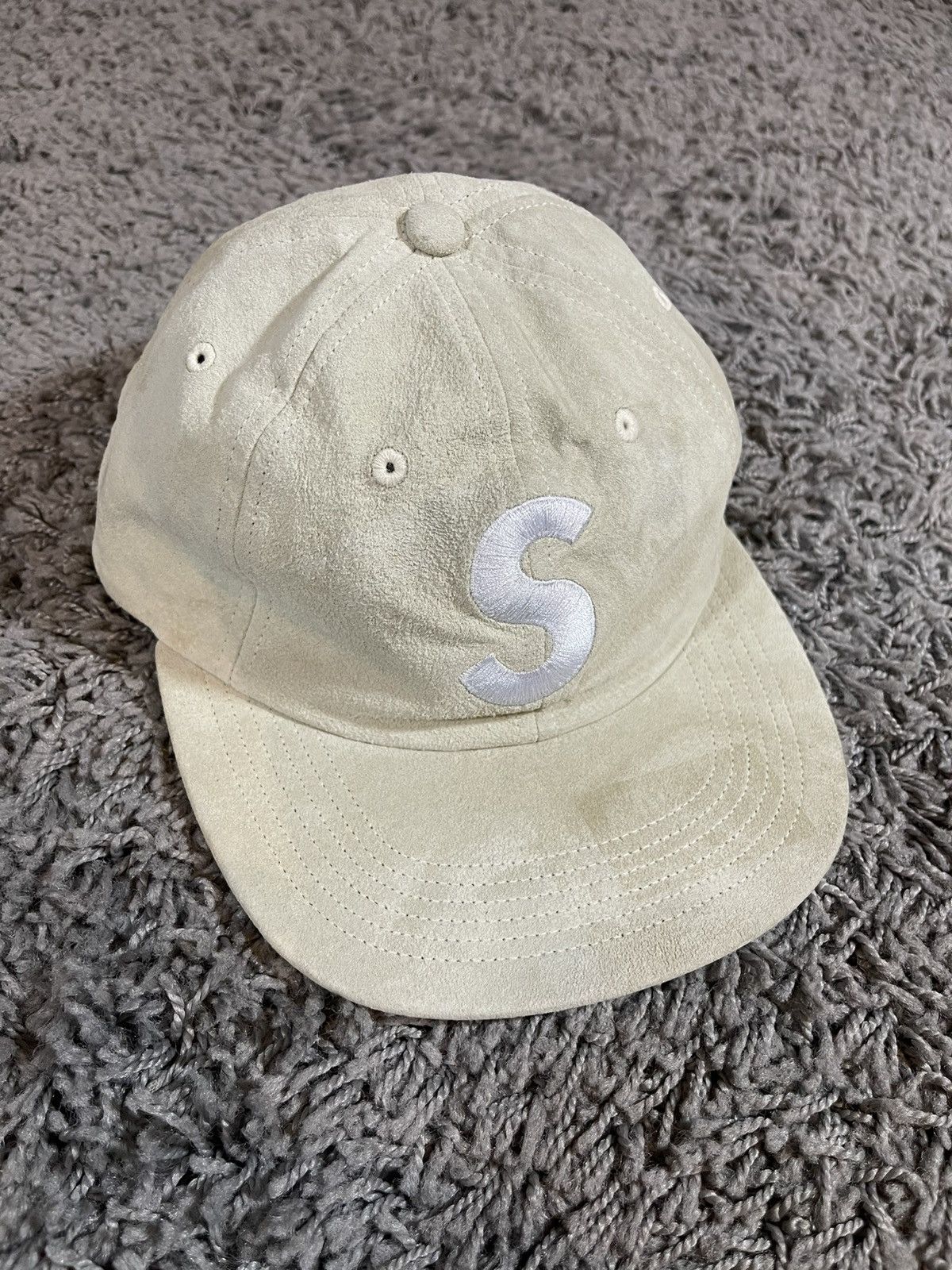 Supreme 2016FW Supreme Suede S Logo 6 Panel Hat Camp Cap Off White Size ONE SIZE - 2 Thumbnail