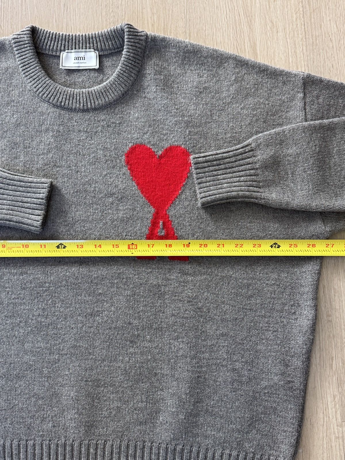 AMI AMI Paris De Coeur Red Sweater Grey Oversized Medium Unisex Size US M / EU 48-50 / 2 - 13 Thumbnail