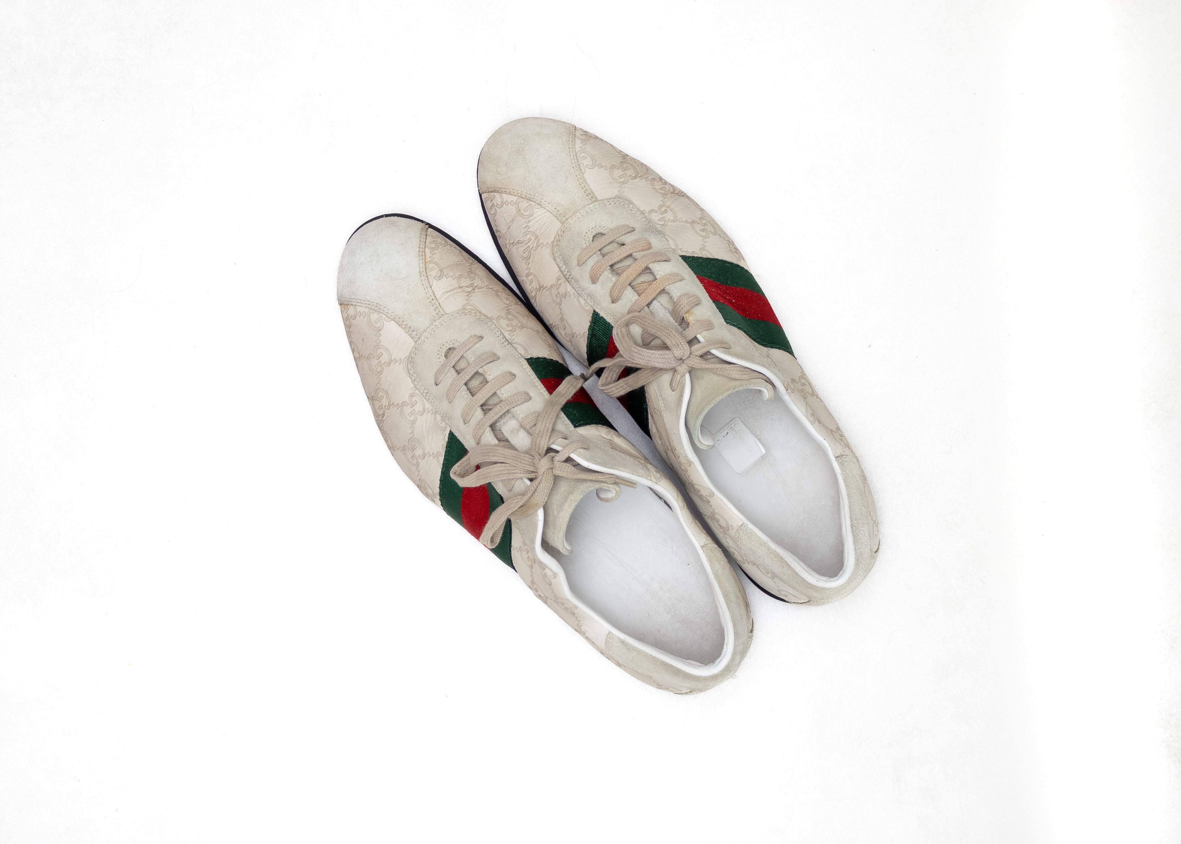 Gucci Gucci GG Monogram Stripe Sneakers EU 44E – Beige/Green/Red Size US 10.5 / EU 43-44 - 4 Thumbnail