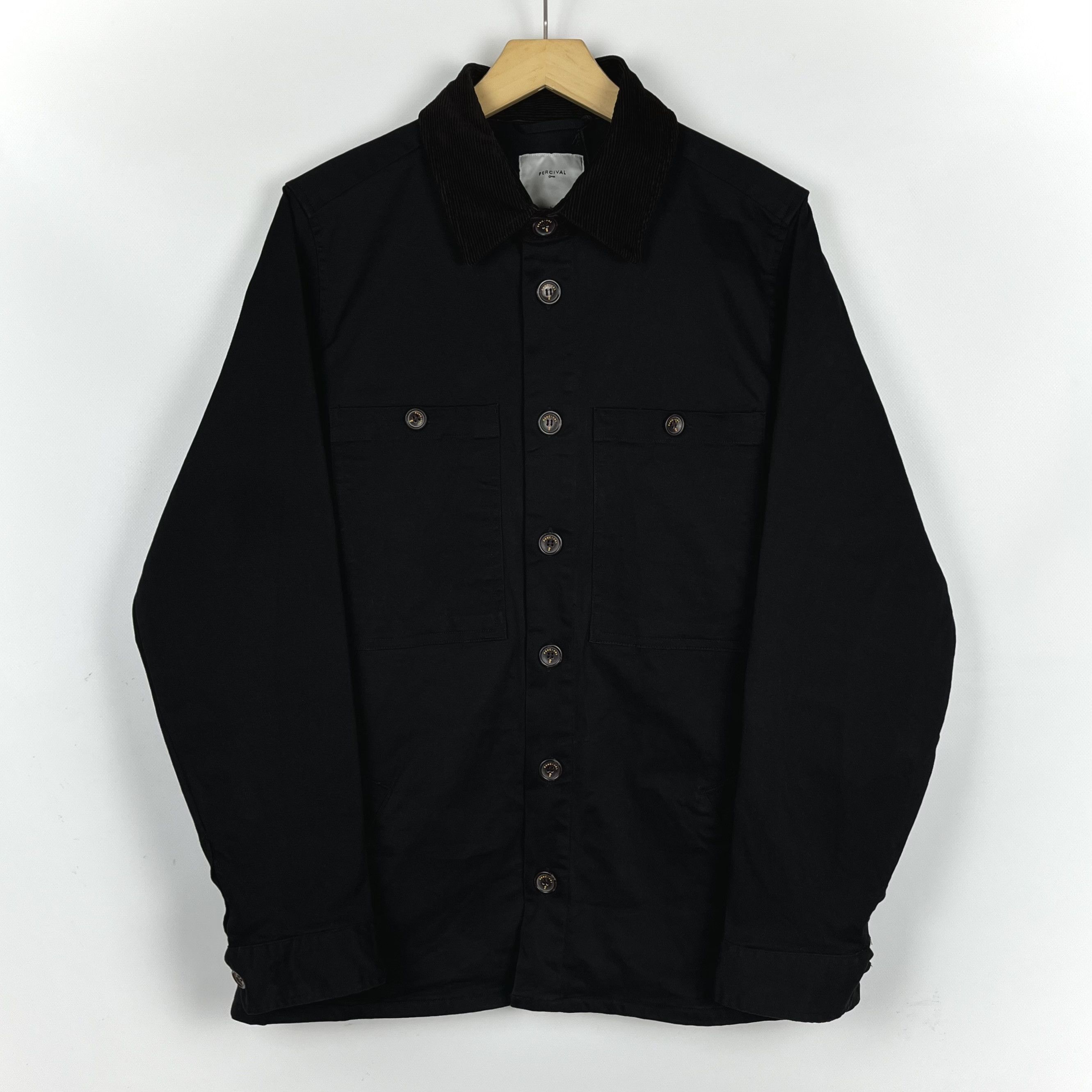 Percival Designer Percival Twill Black Chore Coat Jacket Size US L / EU 52-54 / 3 - 1 Thumbnail