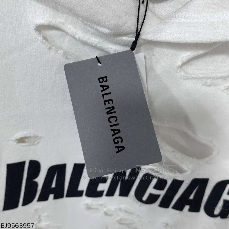 Balenciaga Balenciaga Heavy Destroyed Double Layer Letter Logo Hoodie Size US L / EU 52-54 / 3 - 9 Thumbnail