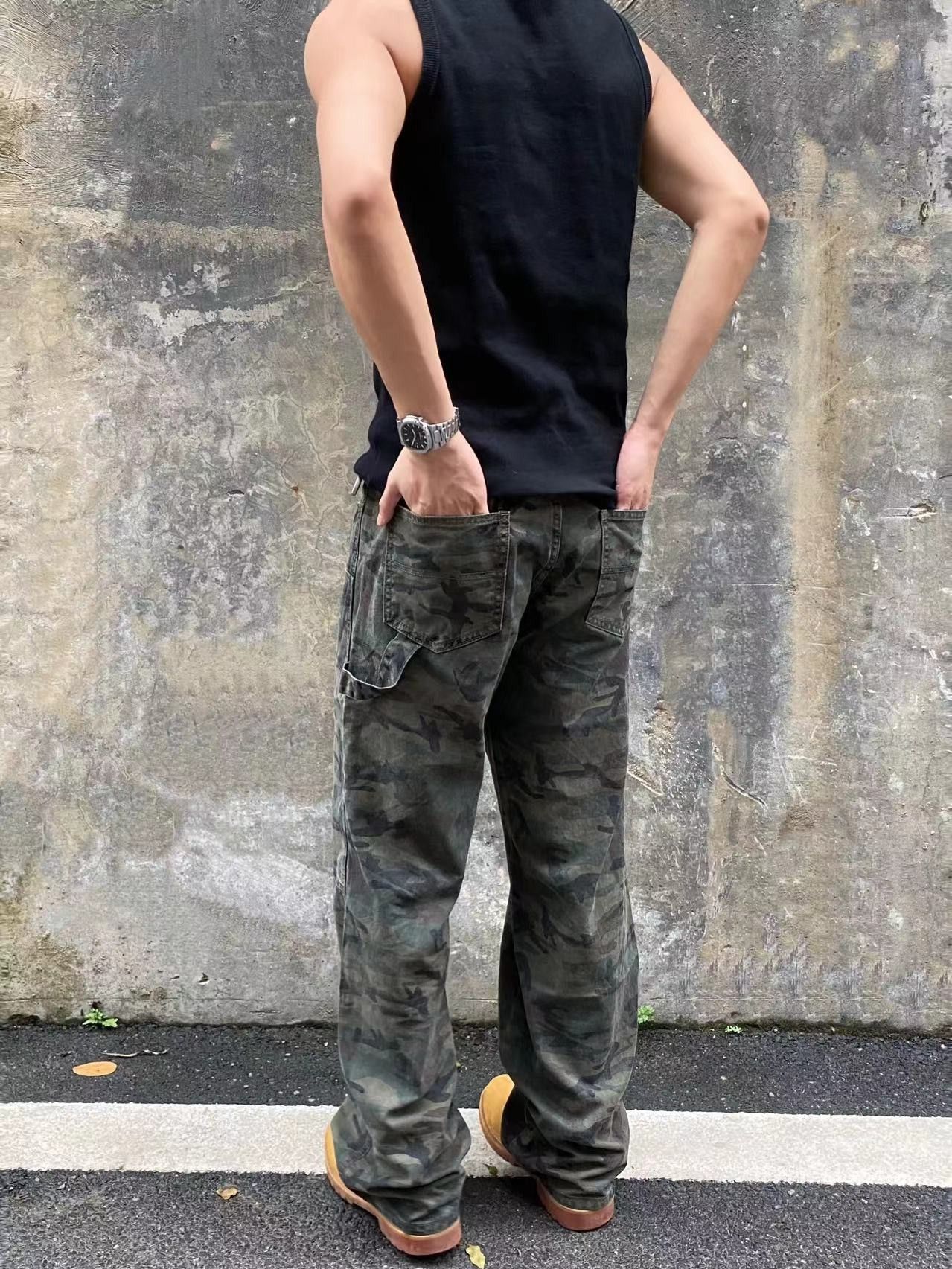 pattern y2k camo utility hiphop pants