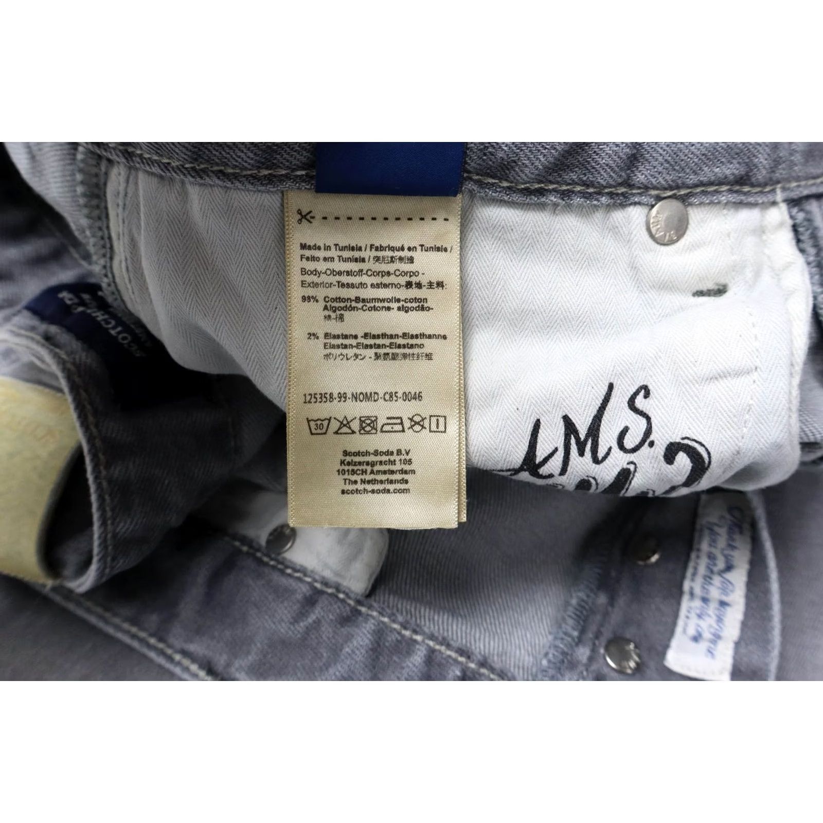 Scotch & Soda SCOTCH & SODA Ralston Jeans Men's W30/L32 Grey Slim Faded Whiskers Button Fly Jeans Size US 30 / EU 46 - 7 Thumbnail