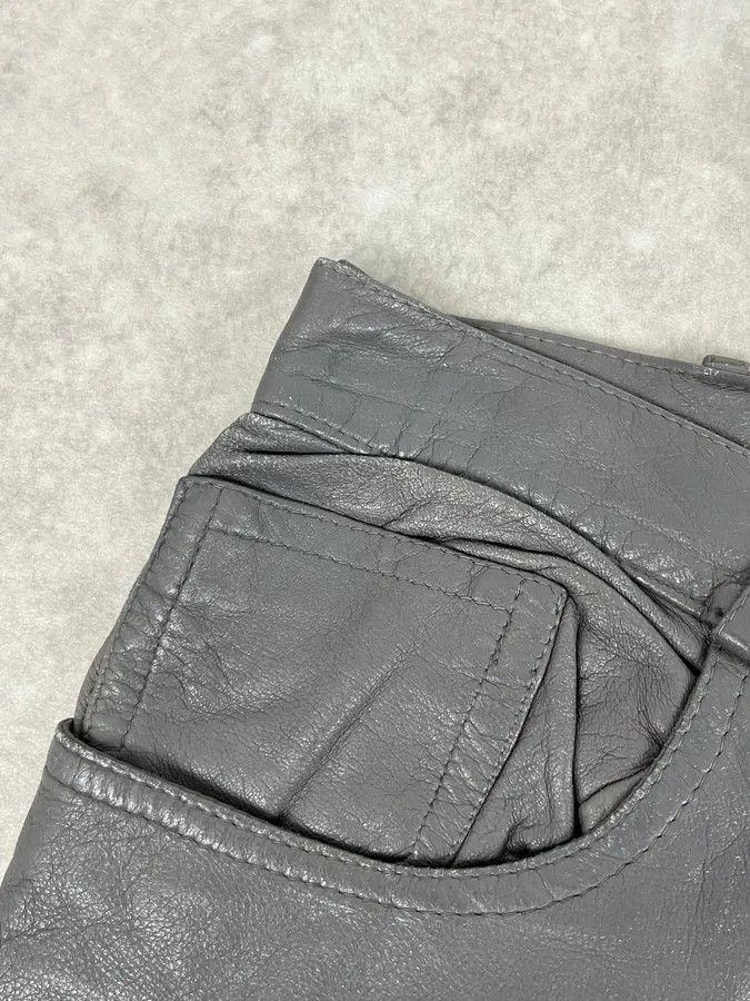 Vintage 1990s Giorgio Armani Grey Leather Pants Size US 39 - 9 Thumbnail