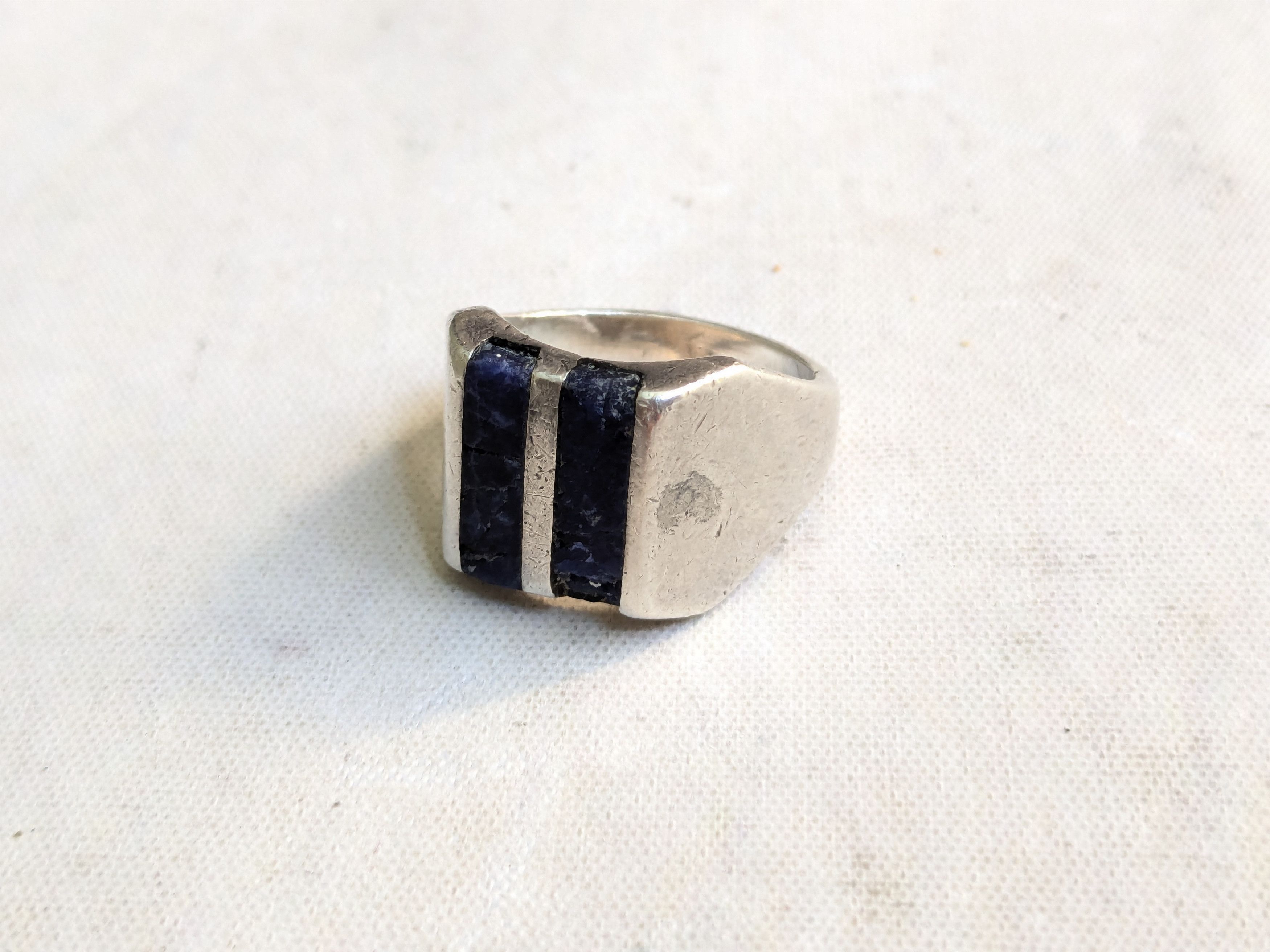 Jewelry Vintage Sterling Silver Ring Sodalite Taxco 9.75 Mexico Size ONE SIZE - 4 Thumbnail