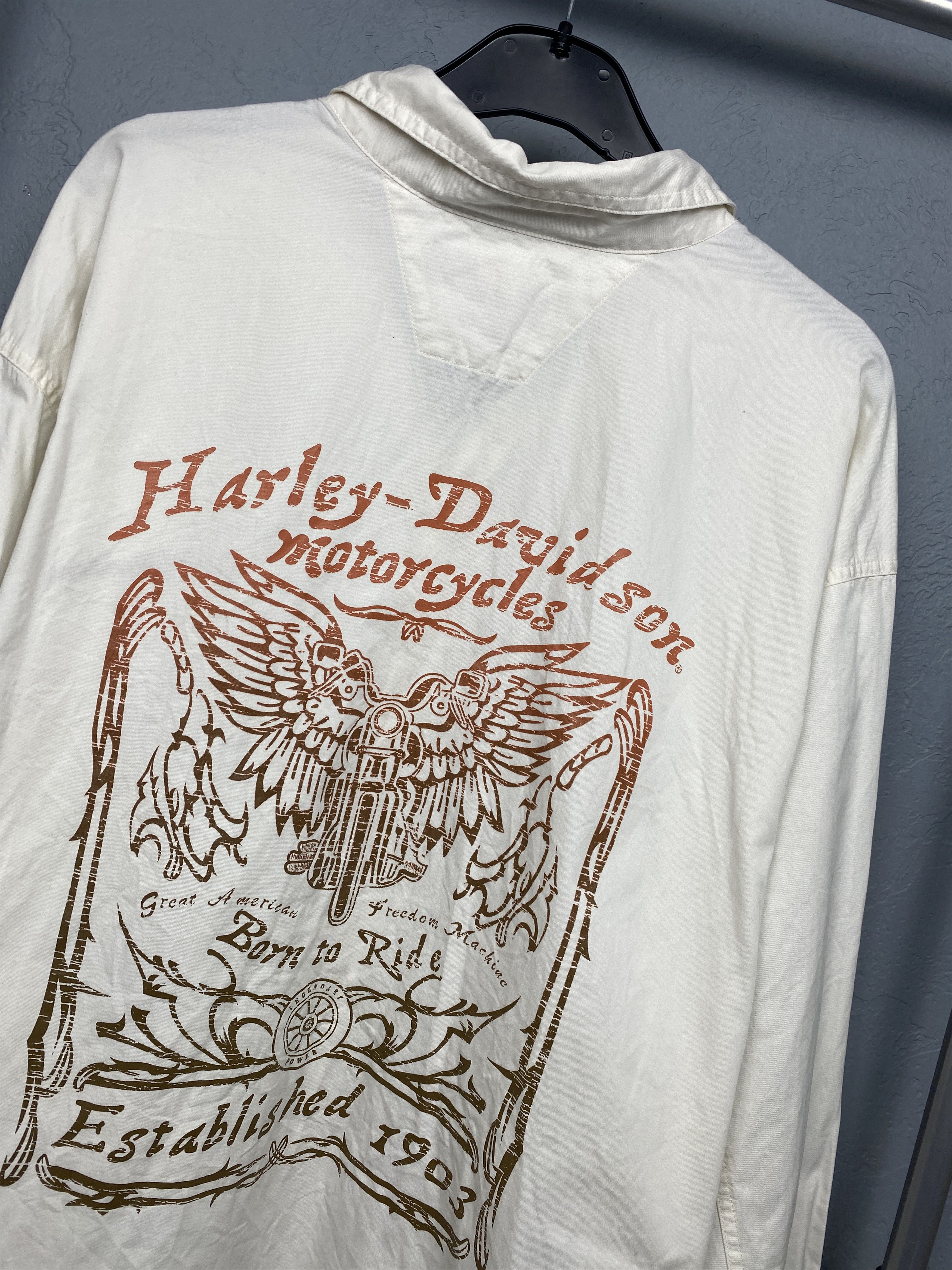 Harley Davidson Harley Davidson Vintage Mens Long Sleeve Shirt Size US XXL / EU 58 / 5 - 2 Thumbnail