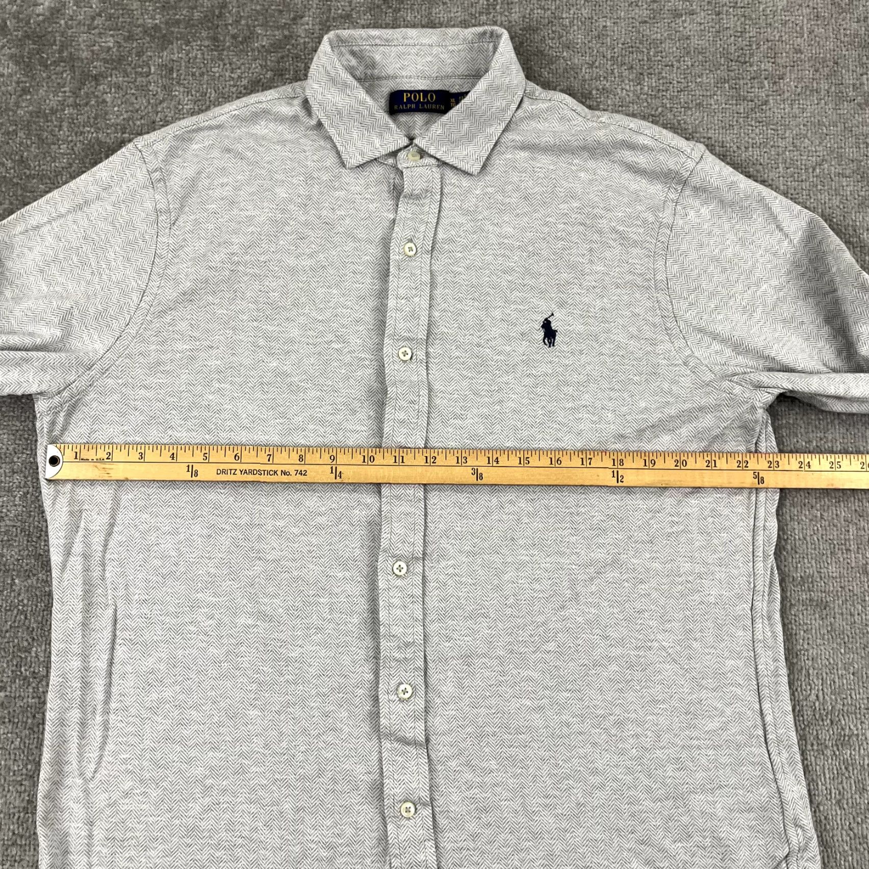 Polo Ralph Lauren Polo Ralph Lauren Shirt Mens Extra Large Gray Herringbone Button Up Long Sleeve Size US XL / EU 56 / 4 - 5 Thumbnail