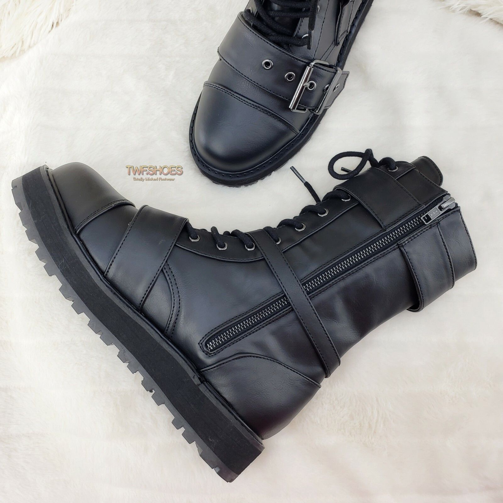 Other DEMONIA Valor 220 Goth Combat Biker Ankle Boots Black Matte Size US 5 / EU 37 - 5 Thumbnail
