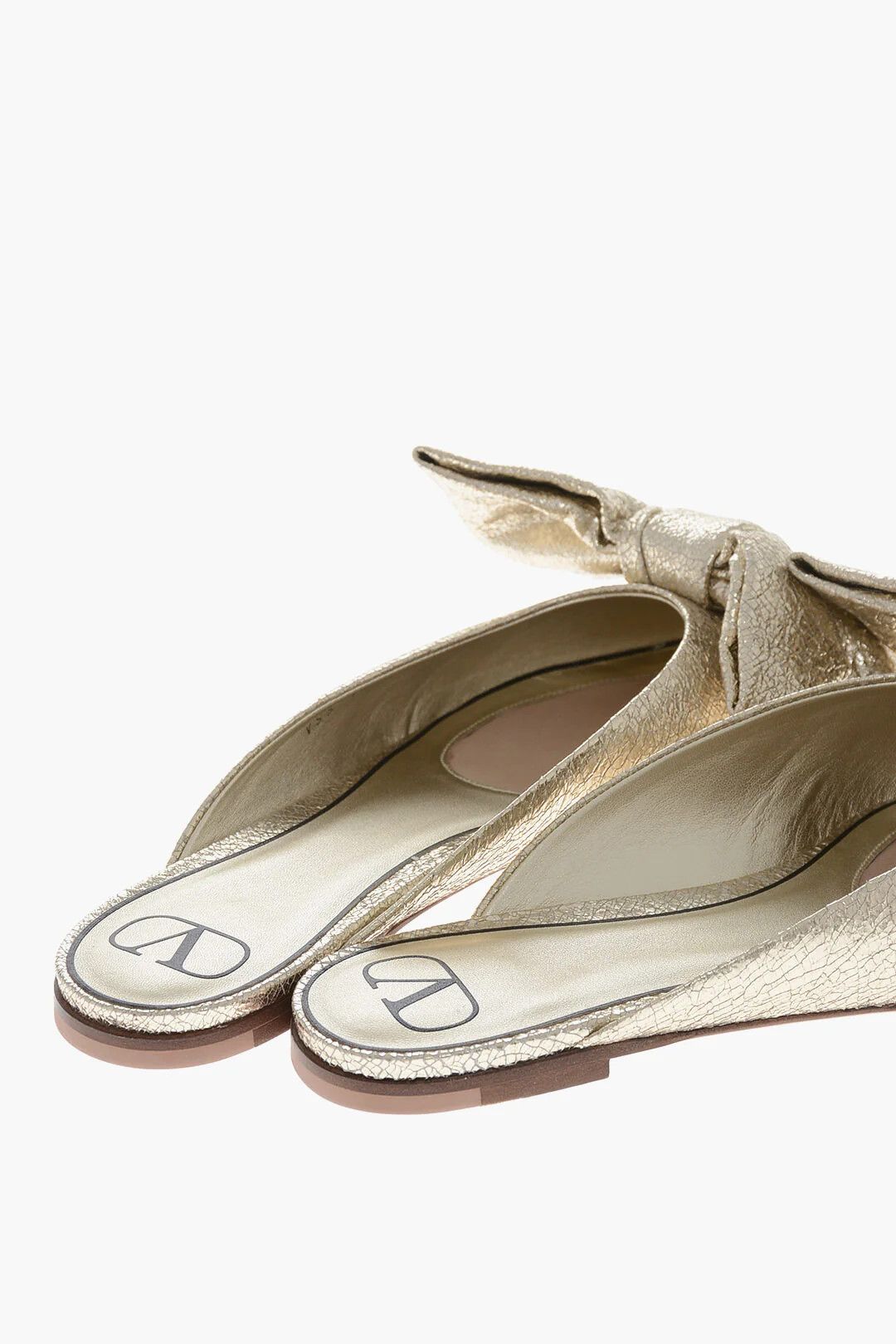 Valentino og1mm0426 Lamé Leather Mules in Gold Size US 10 / IT 40 - 2 Thumbnail