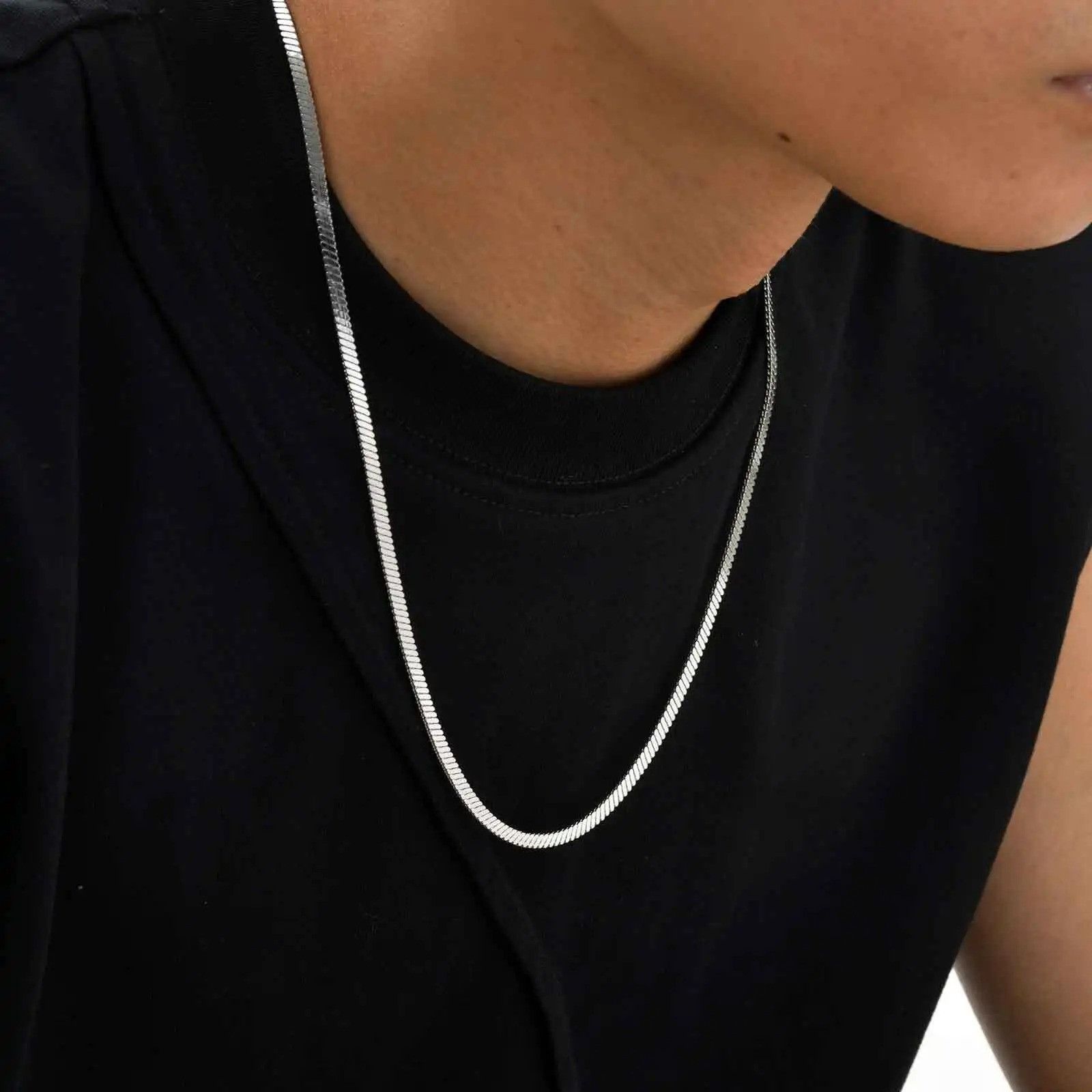 Vintage 3MM Flat Snake Chain Necklace Size ONE SIZE - 2 Thumbnail