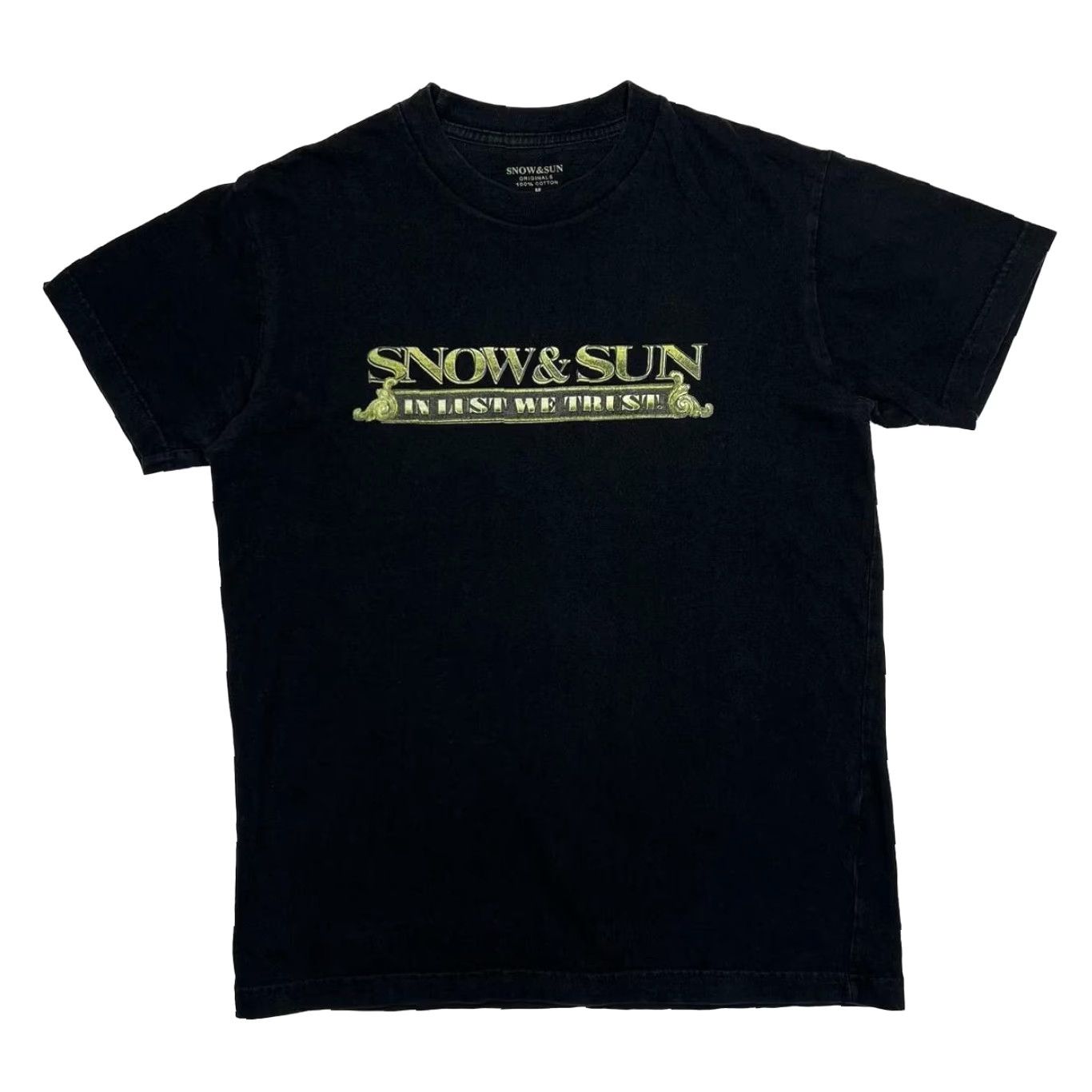 Vintage Snow & Sun “In Lust We Trust” Dollar Bill Cash Graphic T-Shirt Black Medium Mens Size US M / EU 48-50 / 2 - 2 Thumbnail