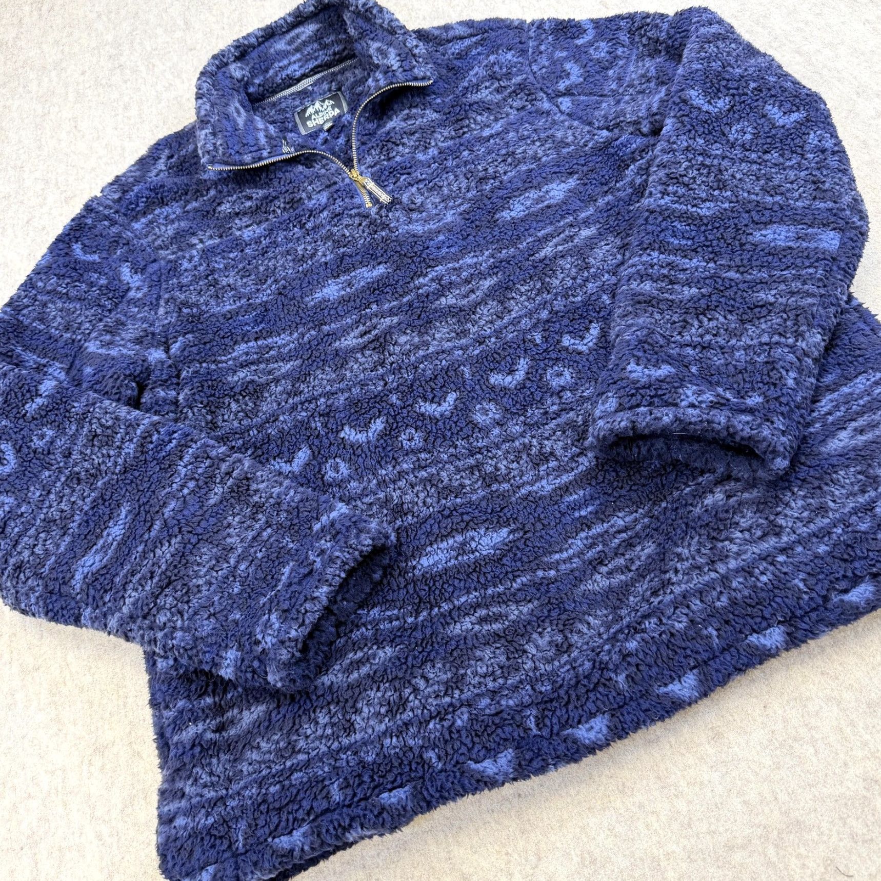Vintage Alpine Sherpa Sweater Mens 2XL Blue Sherpa Fleece 1/4 Zip Pullover Mock Neck Casual 2XL Mens Sweater Blue Alpine Sherpa Size US XXL / EU 58 / 5 - 4 Thumbnail