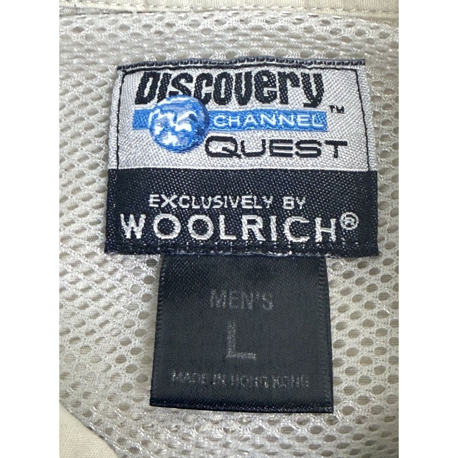 Vintage Discovery Channel Quest Shirt Woolrich Button-Up Shirt Mens Large Beige Outdoor Safari Check Short Sleeve for Fishing Lightweight Breathable Pockets Size US L / EU 52-54 / 3 - 4 Thumbnail