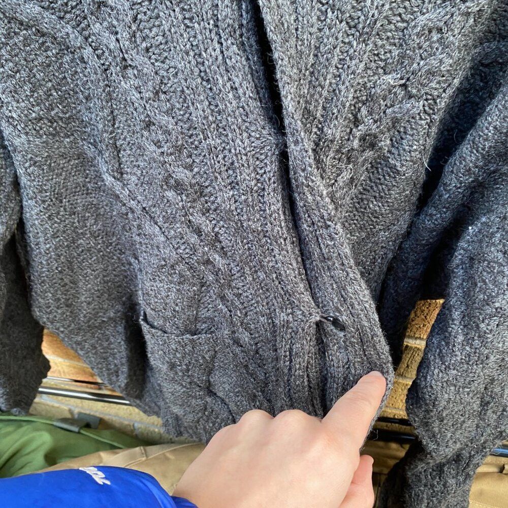 Aran Crafts Aran Crafts Merino Wool Cable Knit Cardigan Sweater Gray XL Size US XL / EU 56 / 4 - 5 Thumbnail