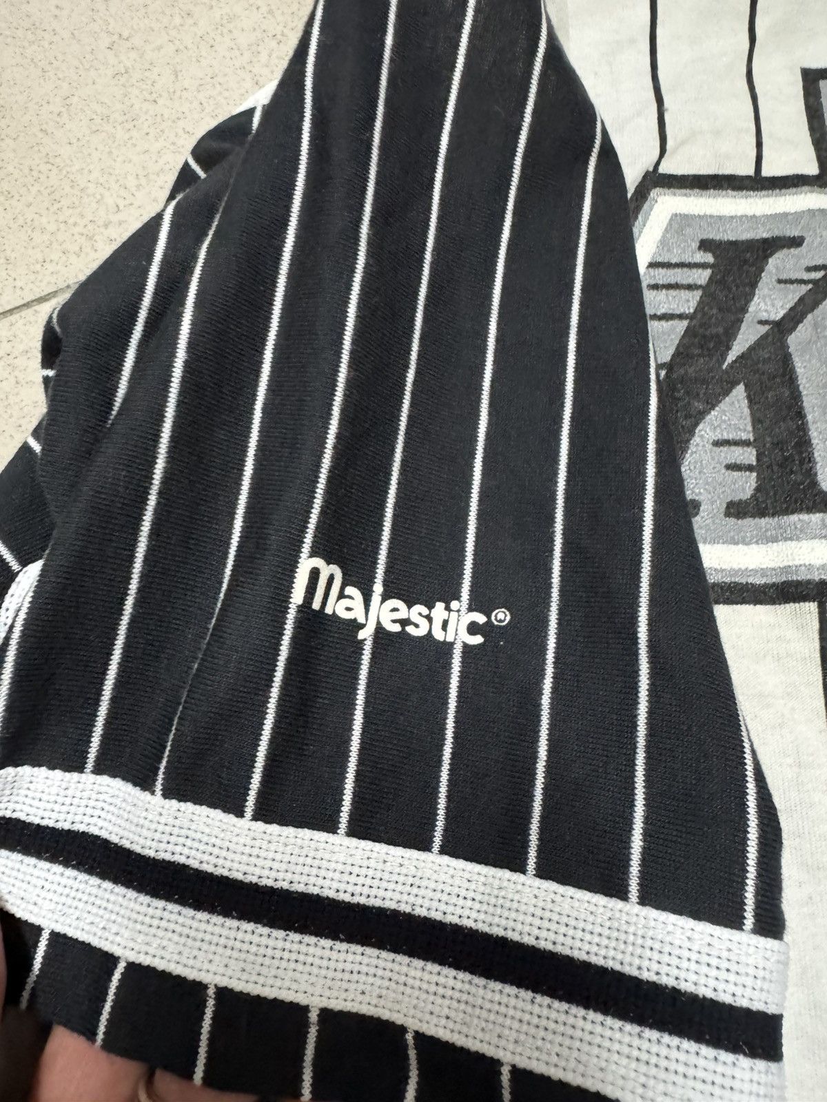 Majestic × NHL × Vintage 1980s LOS ANGELES KINGS PINSTRIPES BASEBALL JERSEY XL Size US XL / EU 56 / 4 - 6 Thumbnail