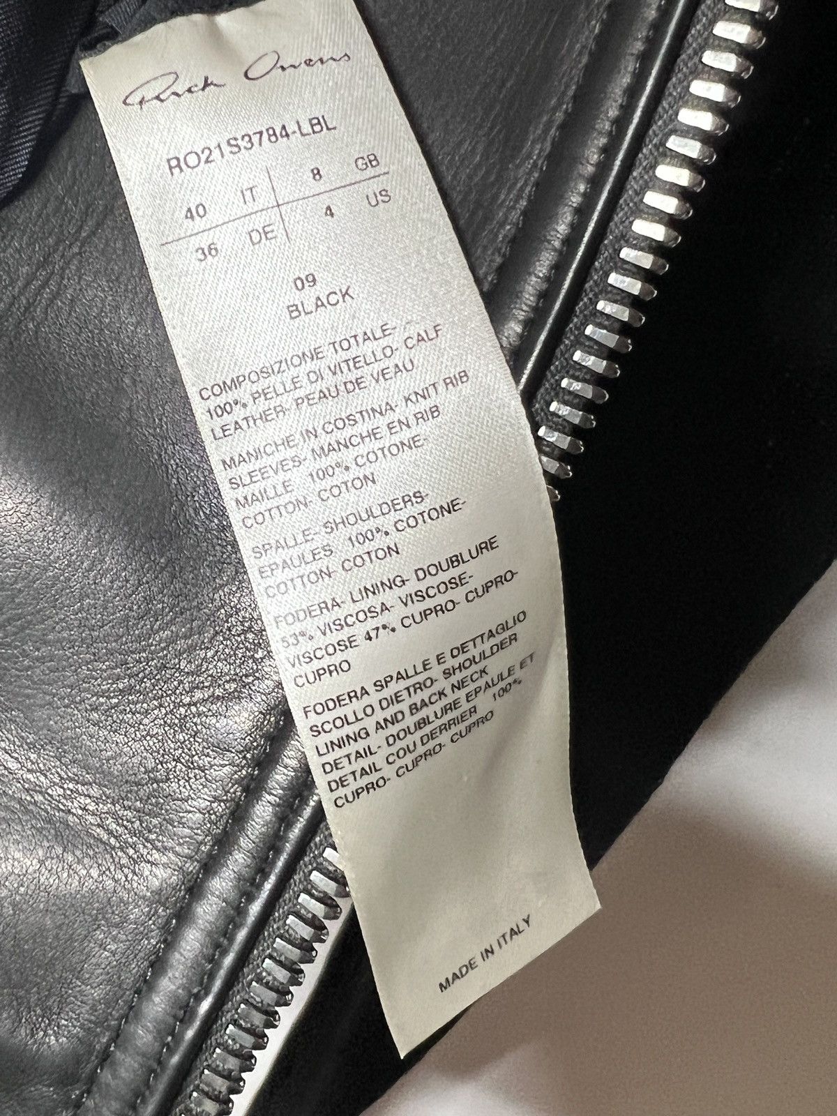 Rick Owens CALF LEATHER BIKER JACKET Size S / US 4 / IT 40 - 15 Thumbnail