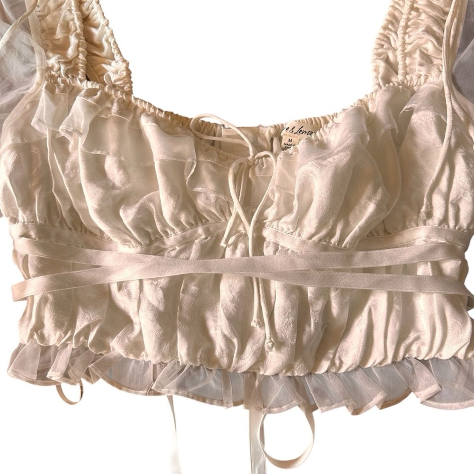 For Love & Lemons For Love & Lemons Gabrielle Top – White/Red – Size M – EUC Size M / US 6-8 / IT 42-44 - 7 Thumbnail