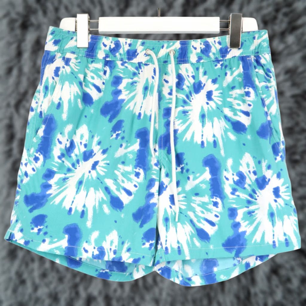 J.Crew J.CREW Original Swimwear Shorts Men's MEDIUM Drawstring Lined Tie-Dye Blue Pattern Slim Pockets 6in Inseam Tie-Dye Size US 31 - 1 Thumbnail