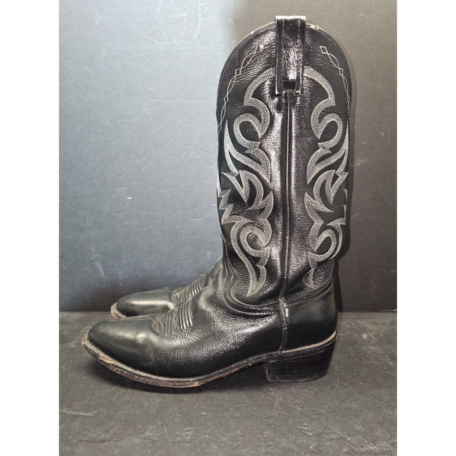 Dan Post VINTAGE Dan Post Cowboy Western Boots DP2110R Men DP2111R Black Leather Round Toe 9.5 D Boots Size US 10 / EU 43 - 7 Thumbnail