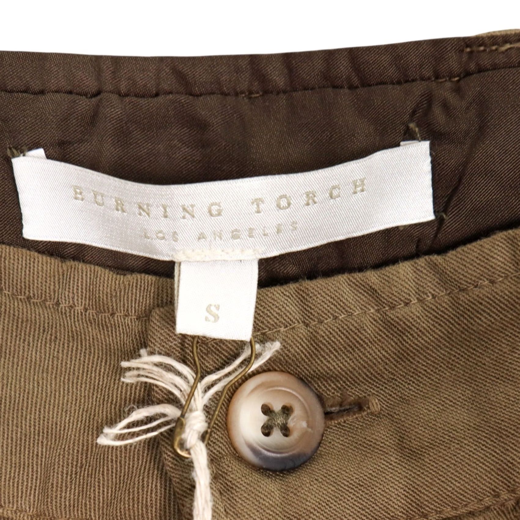 Vintage Burning Torch Cargo Pants Womens Size S Olive Brown Twill Cotton Linen Adjustable Hem Pockets Drawstring Casual 31 Inseam Size 28" / US 6 / IT 42 - 3 Thumbnail