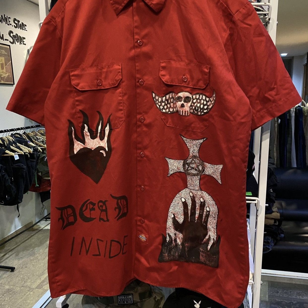 Dickies Vintage Dickies Red Custom Made Hardcore Design Shirt Pocket Size US L / EU 52-54 / 3 - 4 Thumbnail