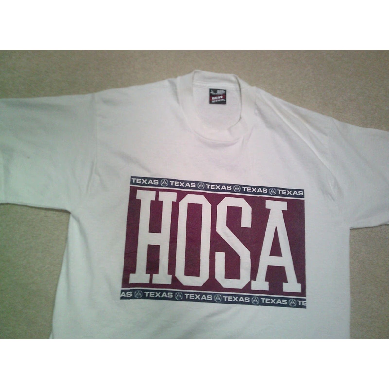 Fruit Of The Loom VINTAGE 90s Texas HOSA T Shirt Mens Large White Screen Stars Best Cotton Knit Crew Neck Short Sleeve Logo Accents USA USA 80s 90s Theme Men Size US L / EU 52-54 / 3 - 3 Thumbnail