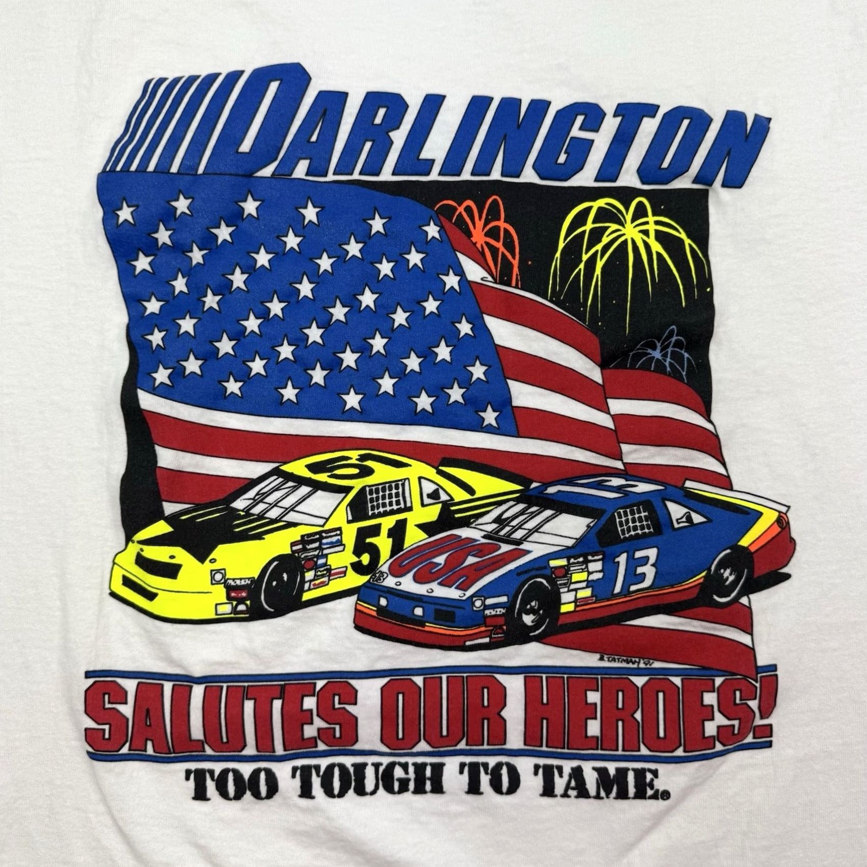 Vintage VINTAGE Miller Darlington Racing Army Salute T Shirt Adult Large White Cotton Shirt Men Navy Military 90s Nascar Recreation Shirts Mens Size US L / EU 52-54 / 3 - 2 Thumbnail