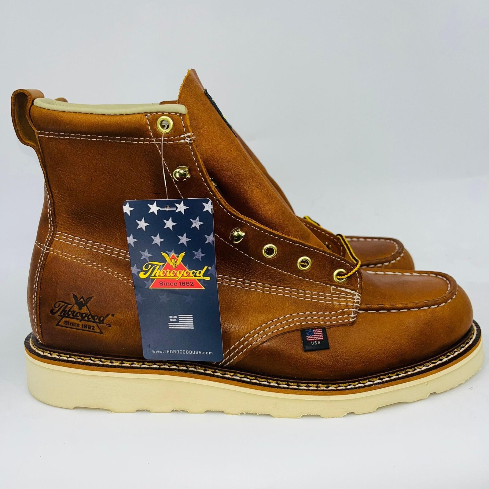 Thorogood THOROGOOD MEN SLIP-RESISTANT "TOBACCO" WORK BOOTS SIZE 10 EE Size US 10 / EU 43 - 1 Thumbnail