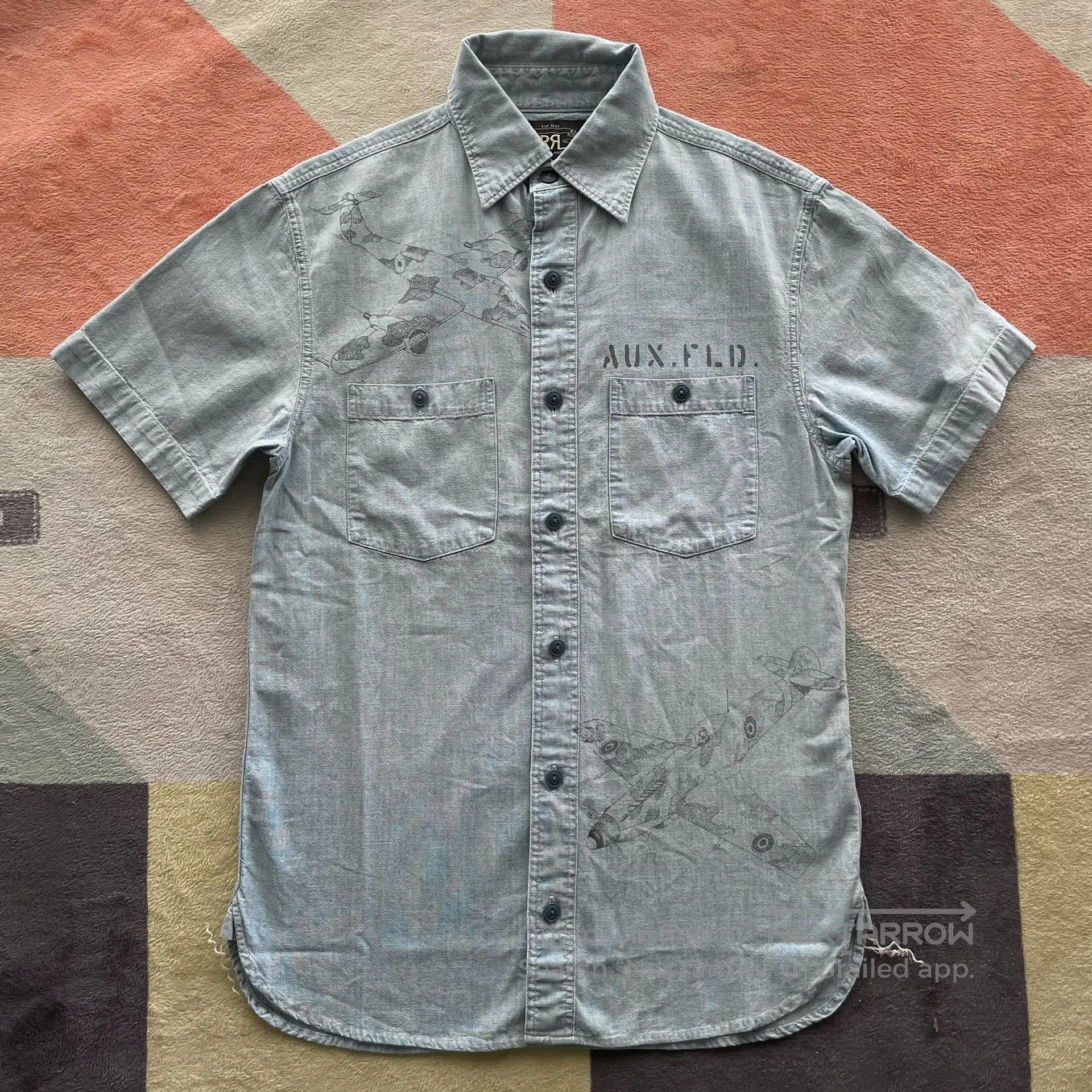 RRL Ralph Lauren RRL Military Fighter Jet Print Short Sleeve. Size US XS / EU 42 / 0 - 3 Thumbnail