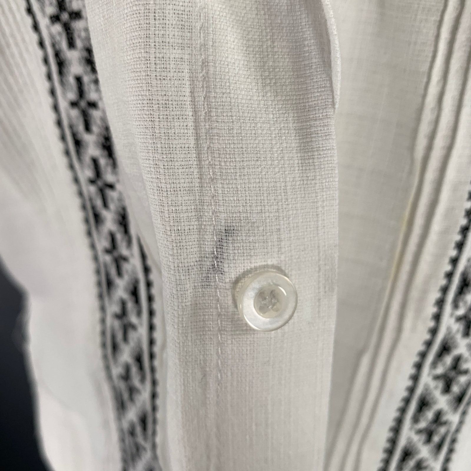 Other GUAYABERAS White Black & Silver Patterns Linen Long Sleeve Size US S / EU 44-46 / 1 - 7 Thumbnail