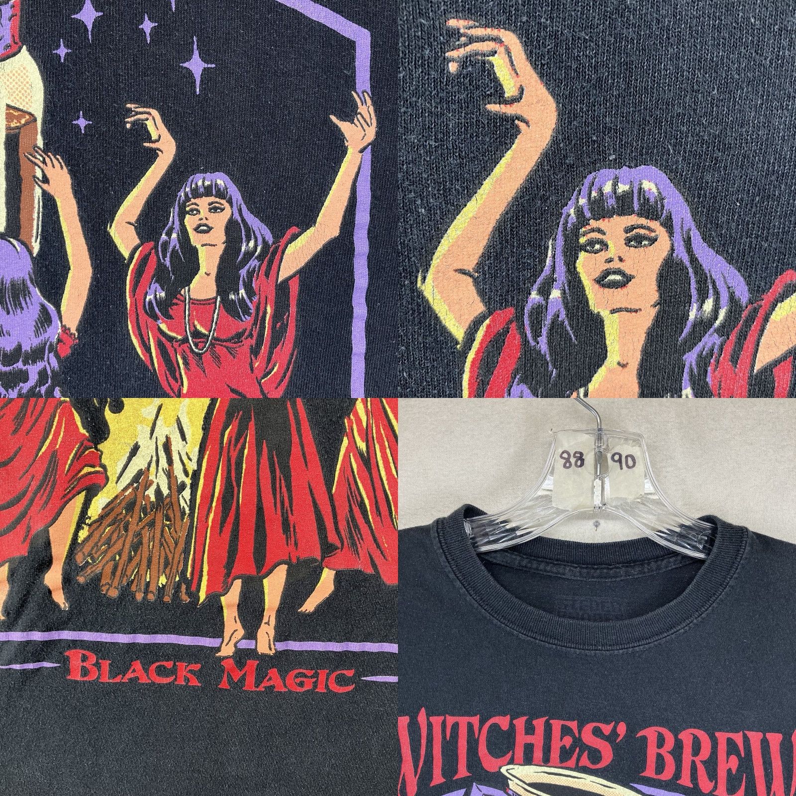 RHODE Steven Rhodes Witches Brew Graphic T-Shirt Women's Medium Faded Black Classic Rock Horror Retro Size M / US 6-8 / IT 42-44 - 8 Thumbnail
