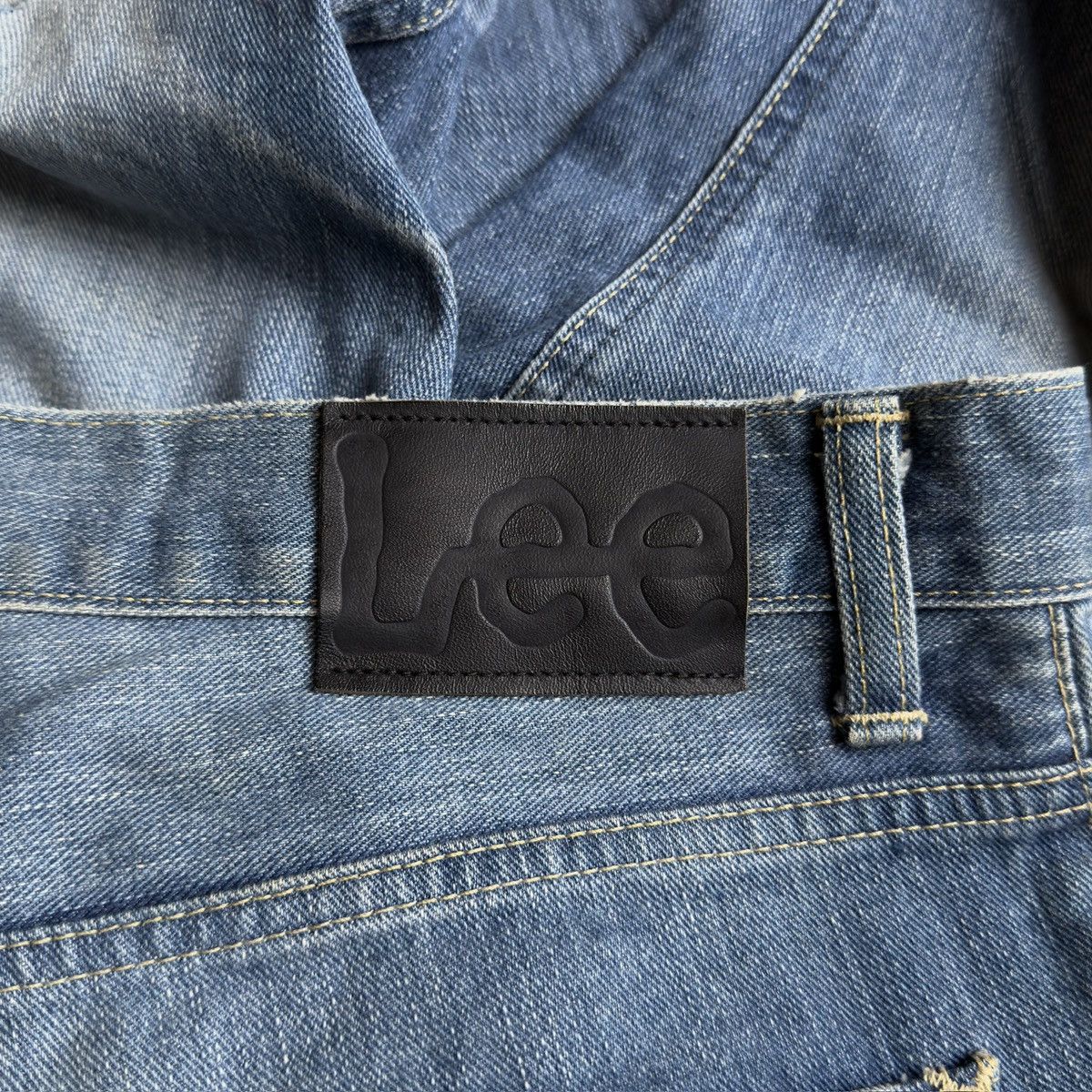NANO universe x Lee Collaboration Light Blue Wash Distressed Denim Jeans Size US 31 - 7 Thumbnail