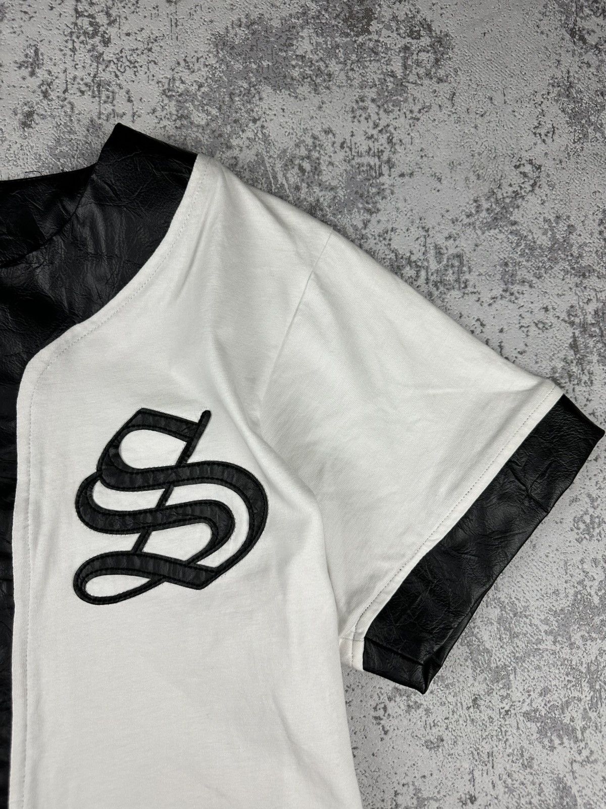 Designer Scribblers Baseball Shirt Faux Leather Trim & Embroidery Size US L / EU 52-54 / 3 - 3 Thumbnail